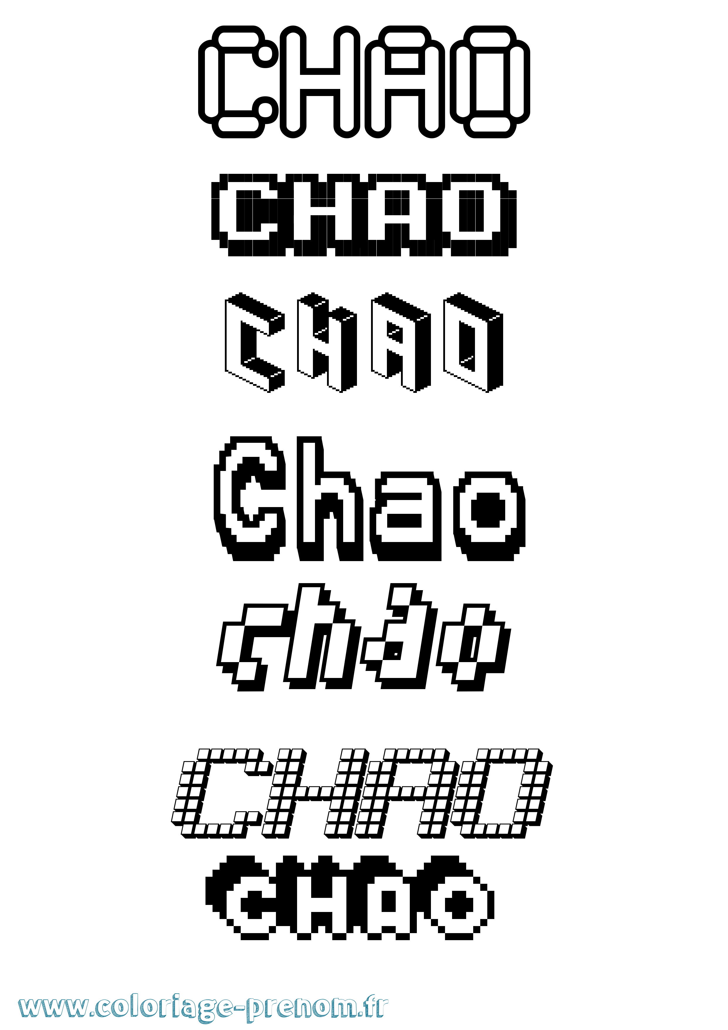 Coloriage Chao Pixel Coloriage prénom Chao Pixel