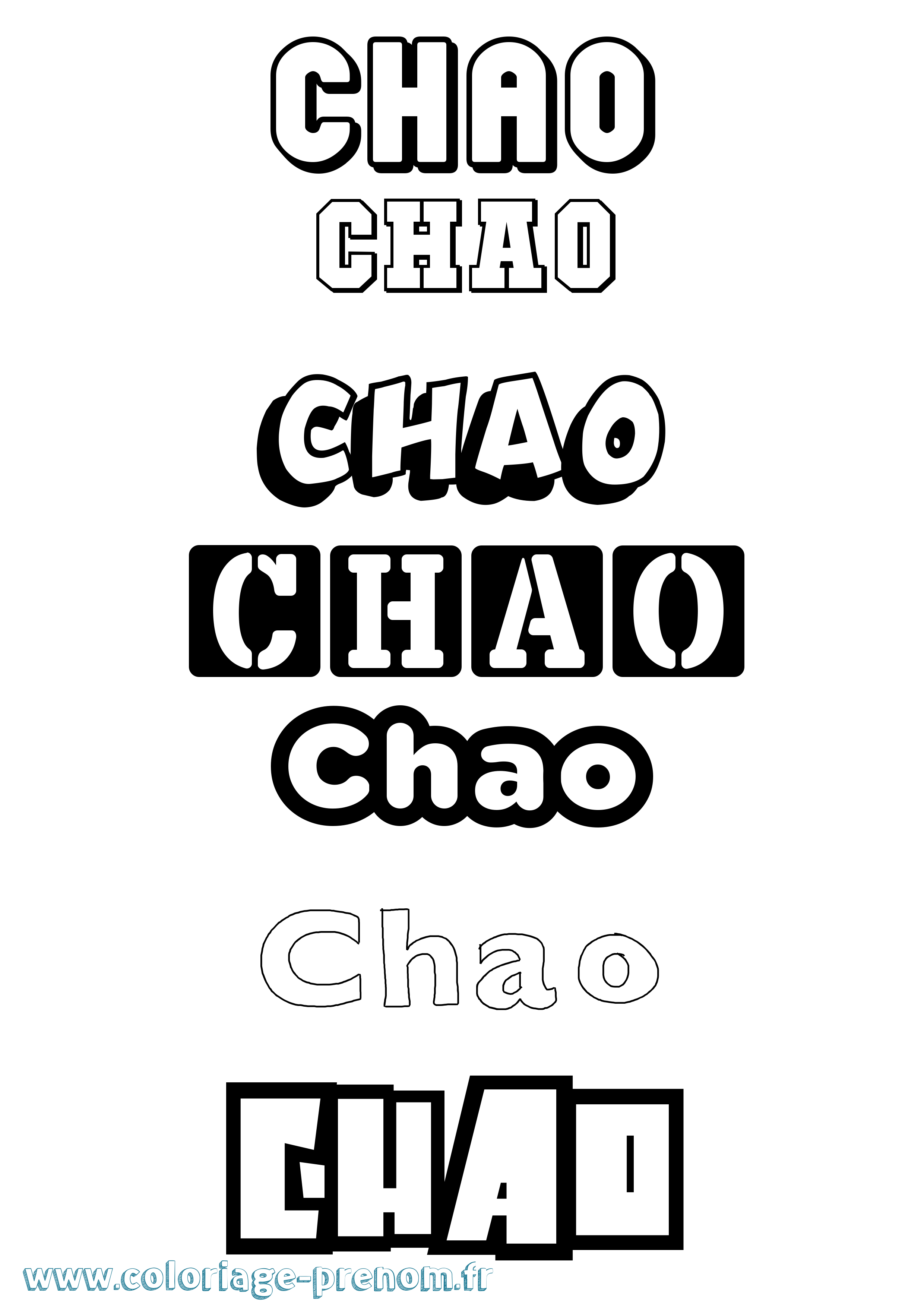 Coloriage Chao Simple Coloriage prénom Chao Simple