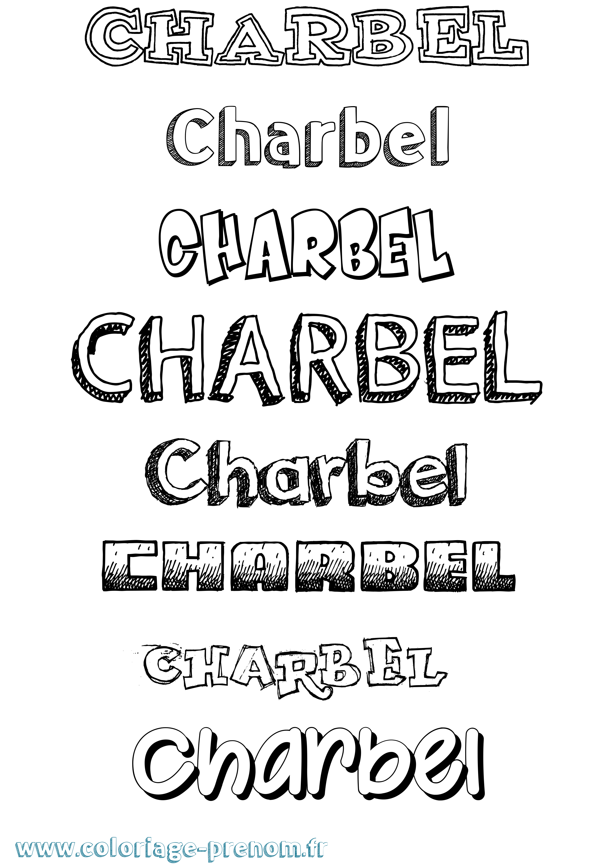 Coloriage prénom Charbel Dessiné