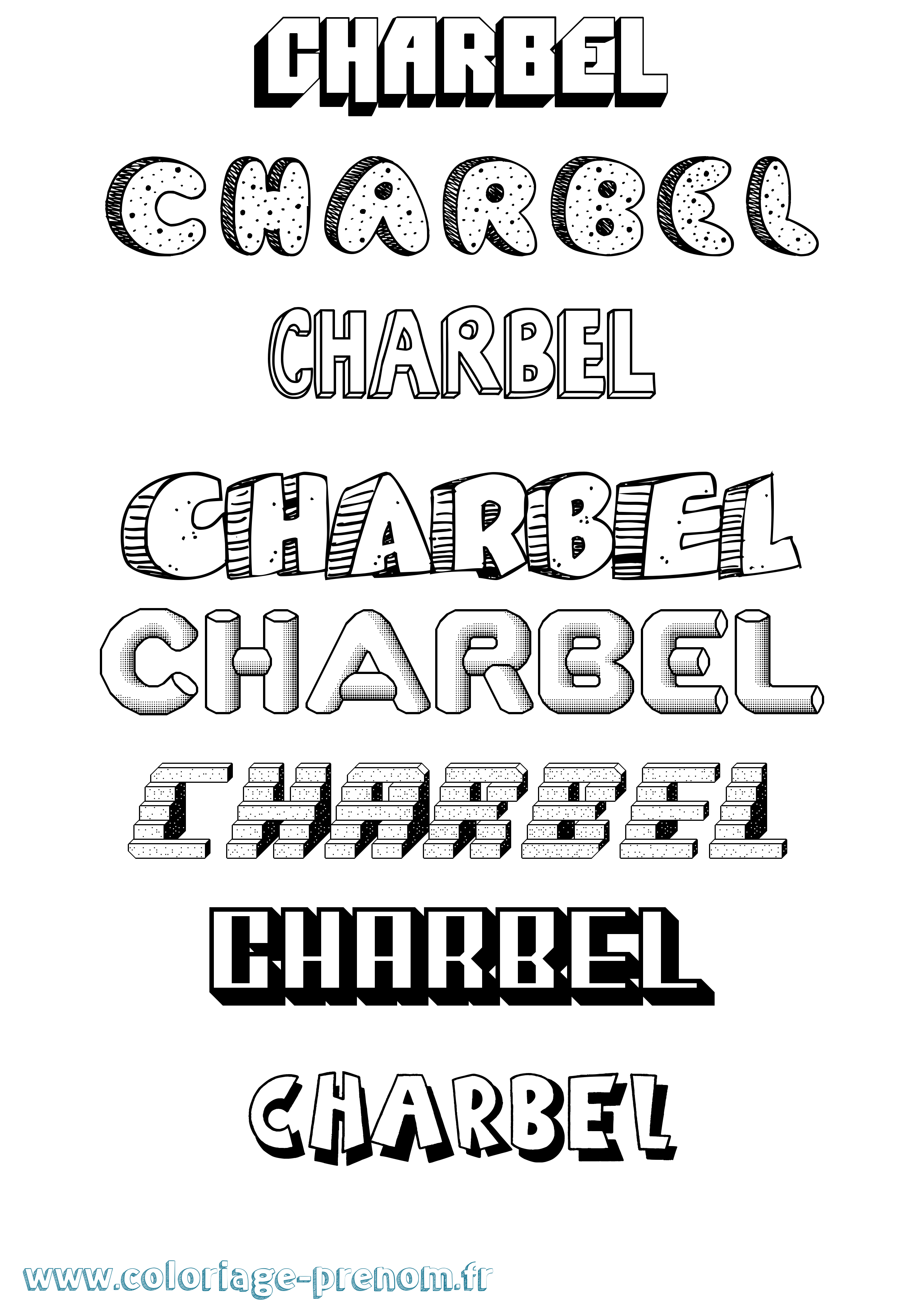 Coloriage prénom Charbel Effet 3D