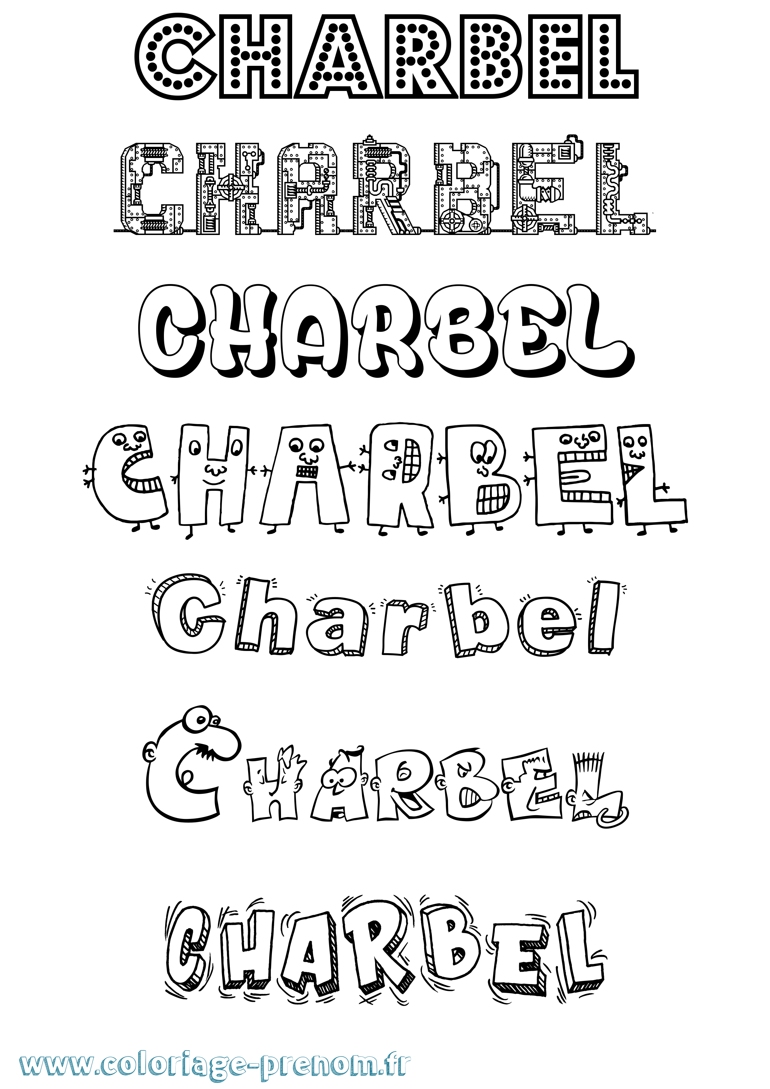 Coloriage prénom Charbel Fun