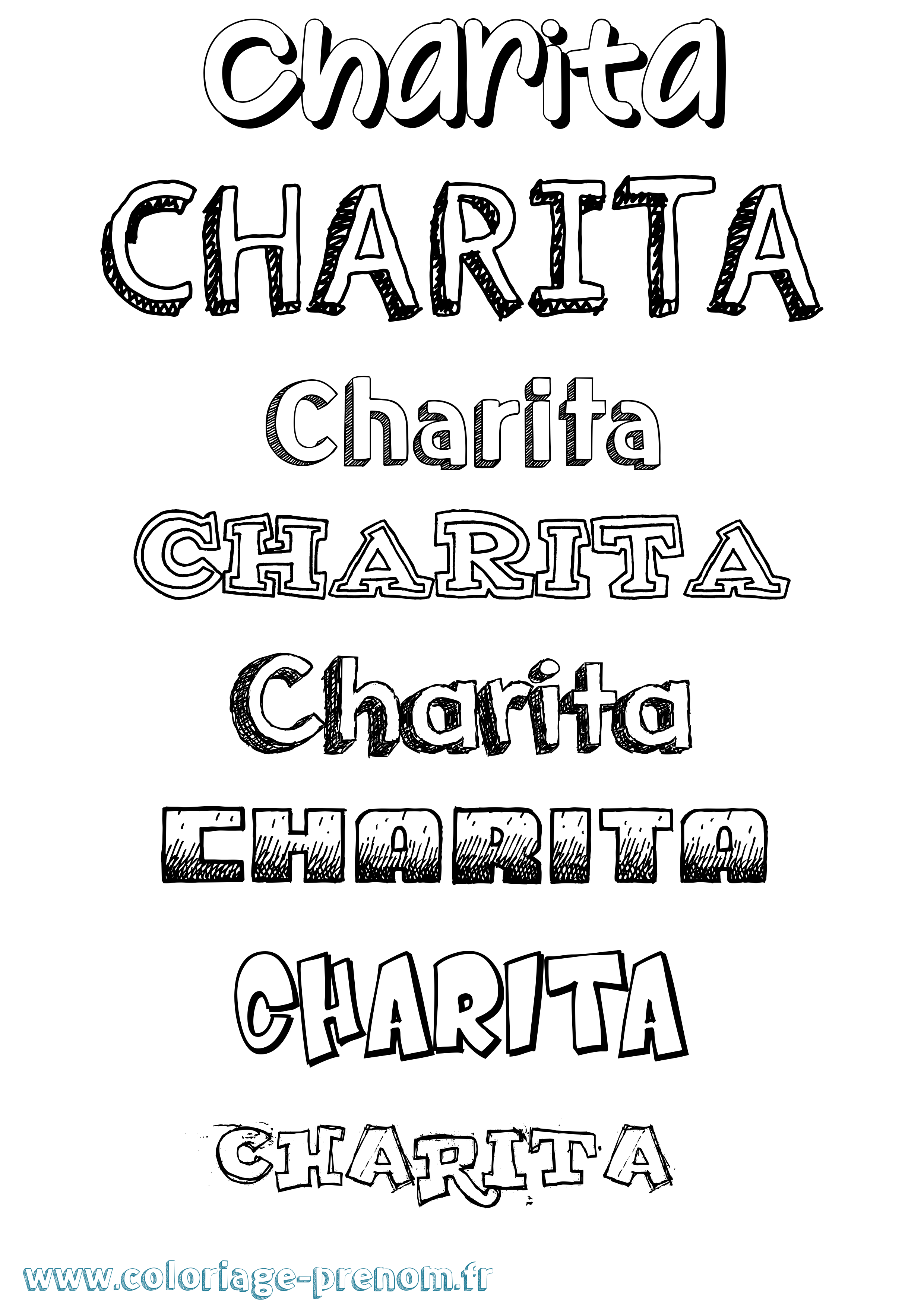 Coloriage prénom Charita Dessiné