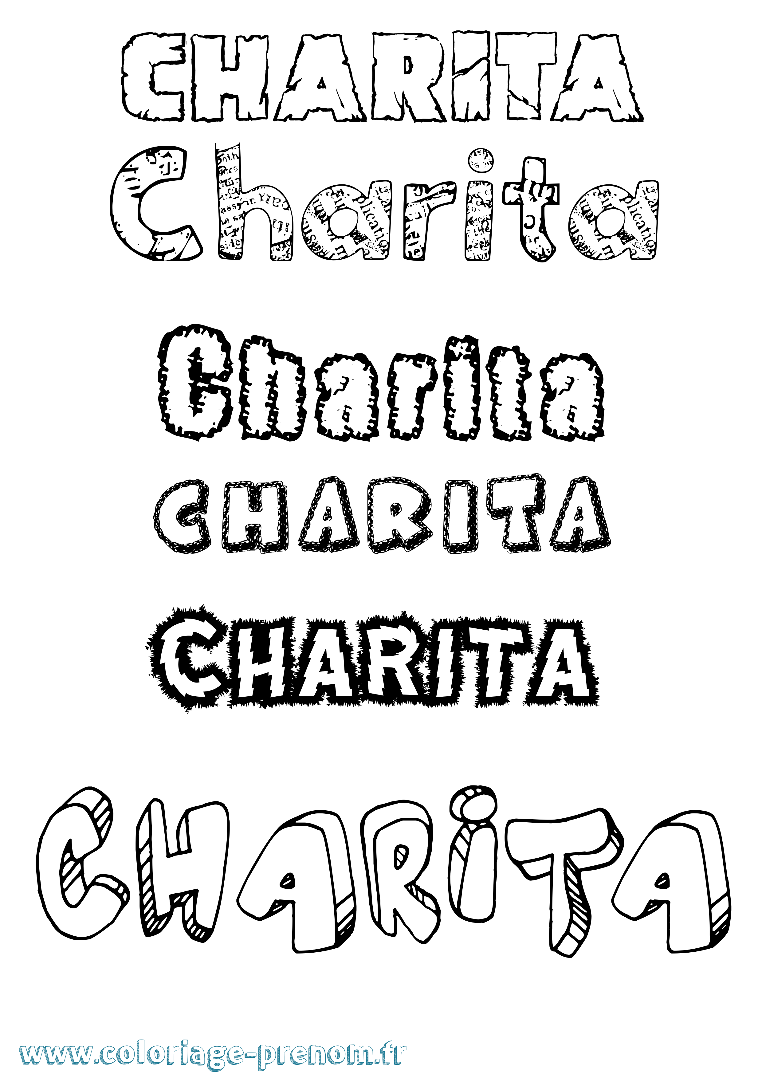 Coloriage prénom Charita Destructuré