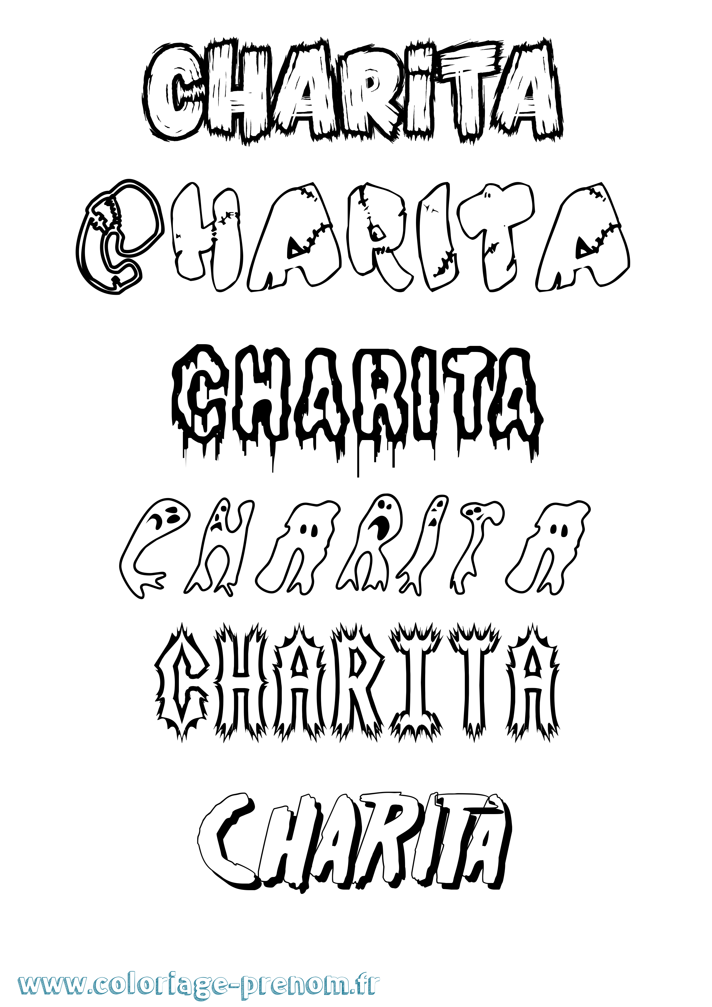 Coloriage prénom Charita Frisson