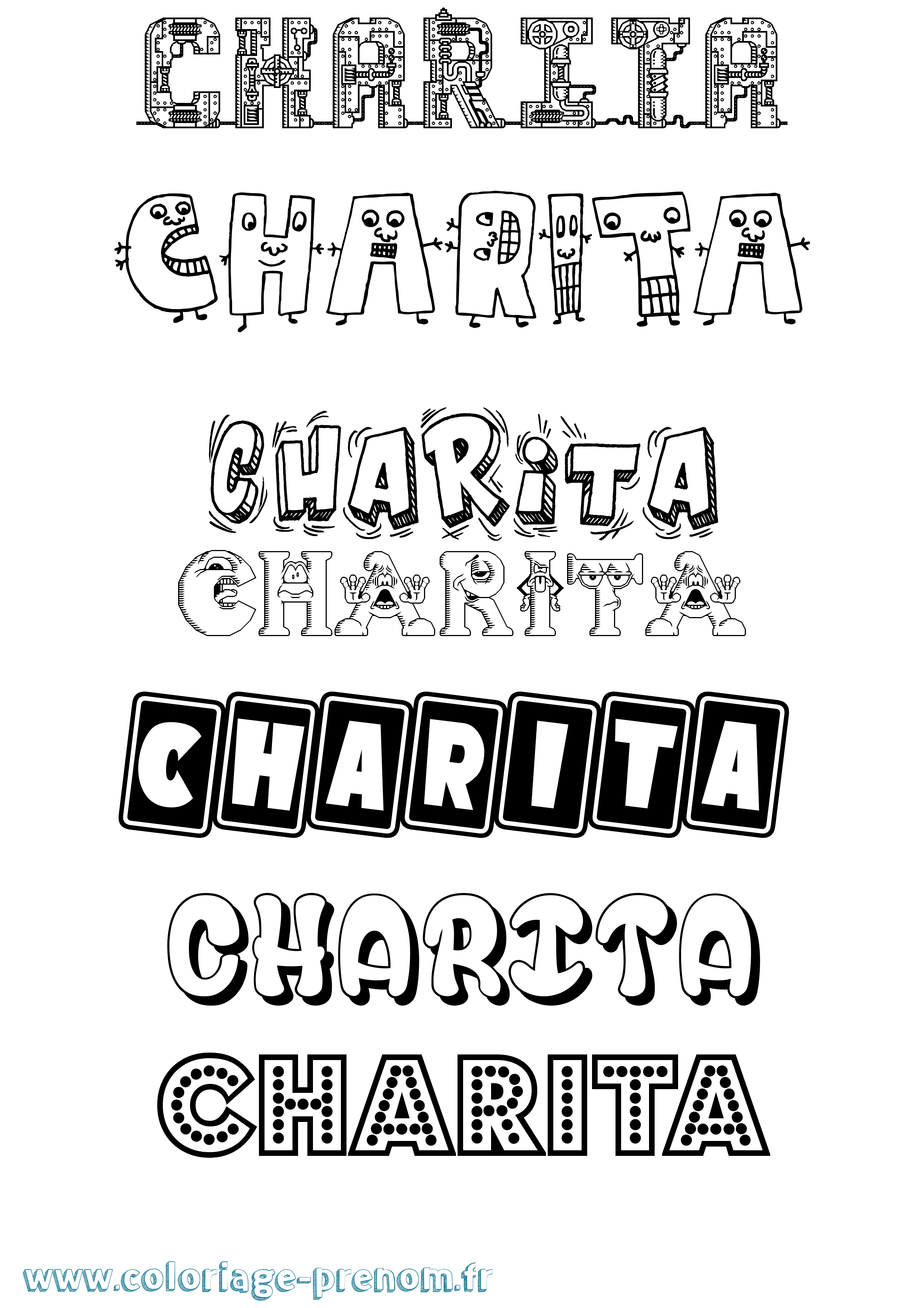Coloriage prénom Charita Fun