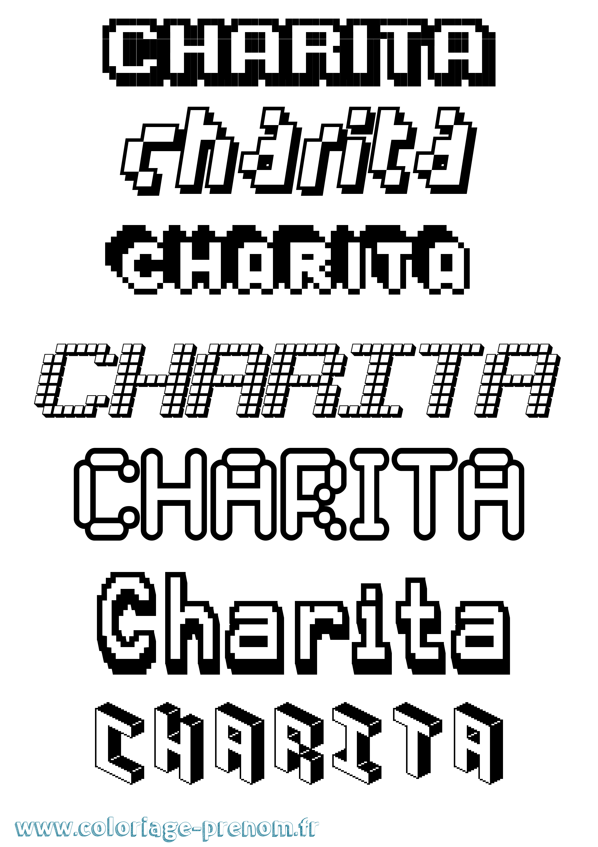 Coloriage prénom Charita Pixel