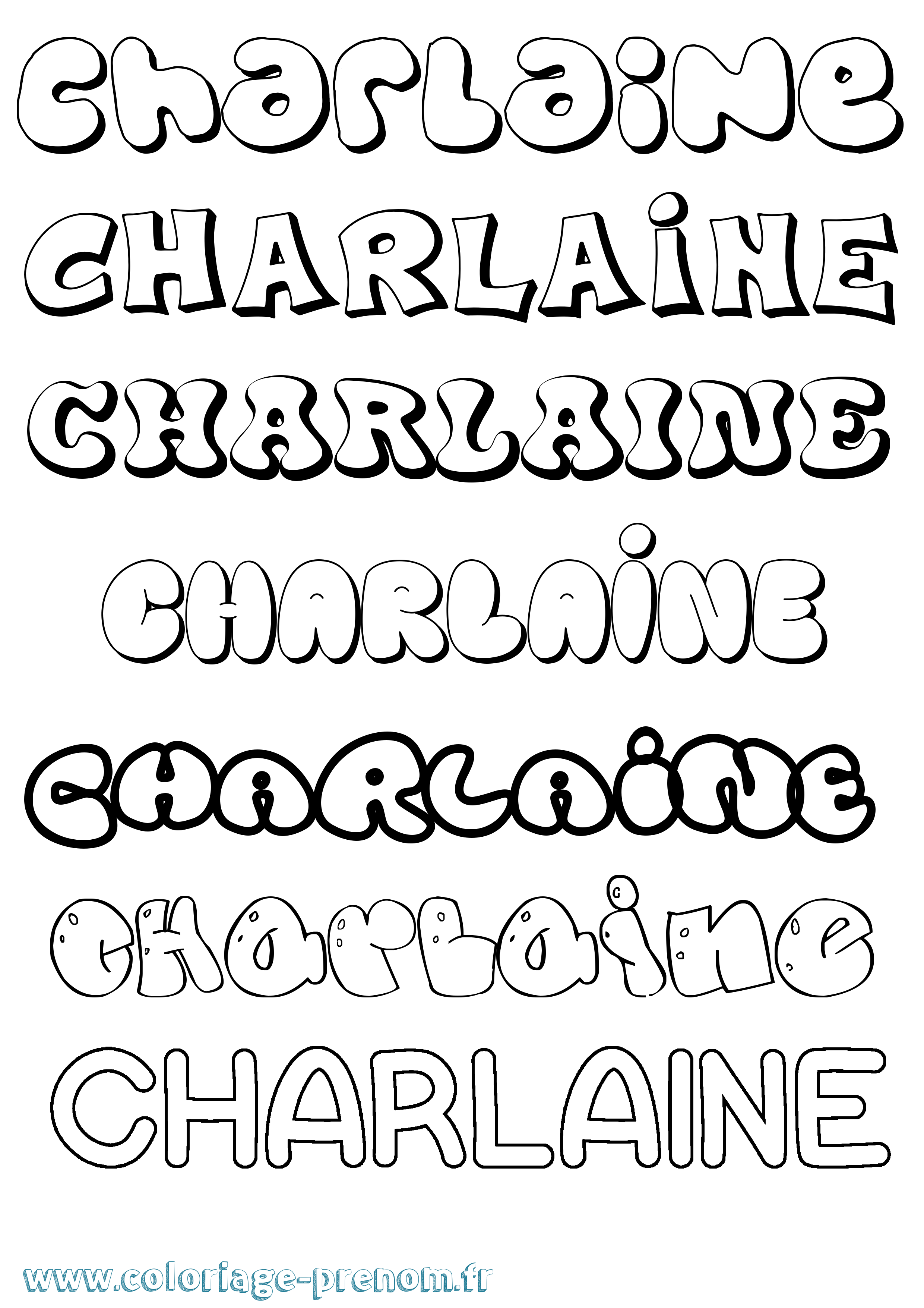 Coloriage prénom Charlaine Bubble