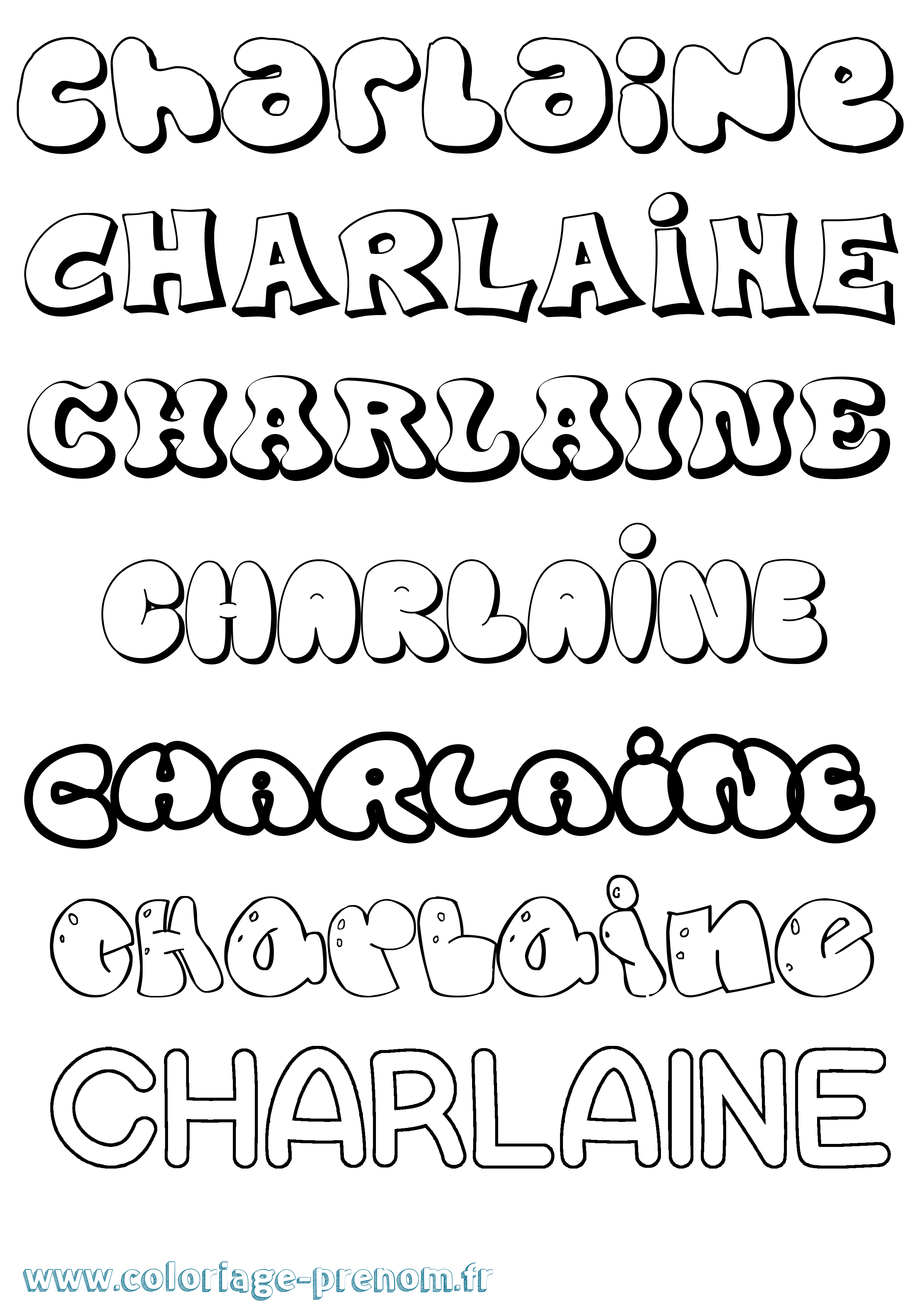 Coloriage Charlaine Bubble Coloriage prénom Charlaine Bubble