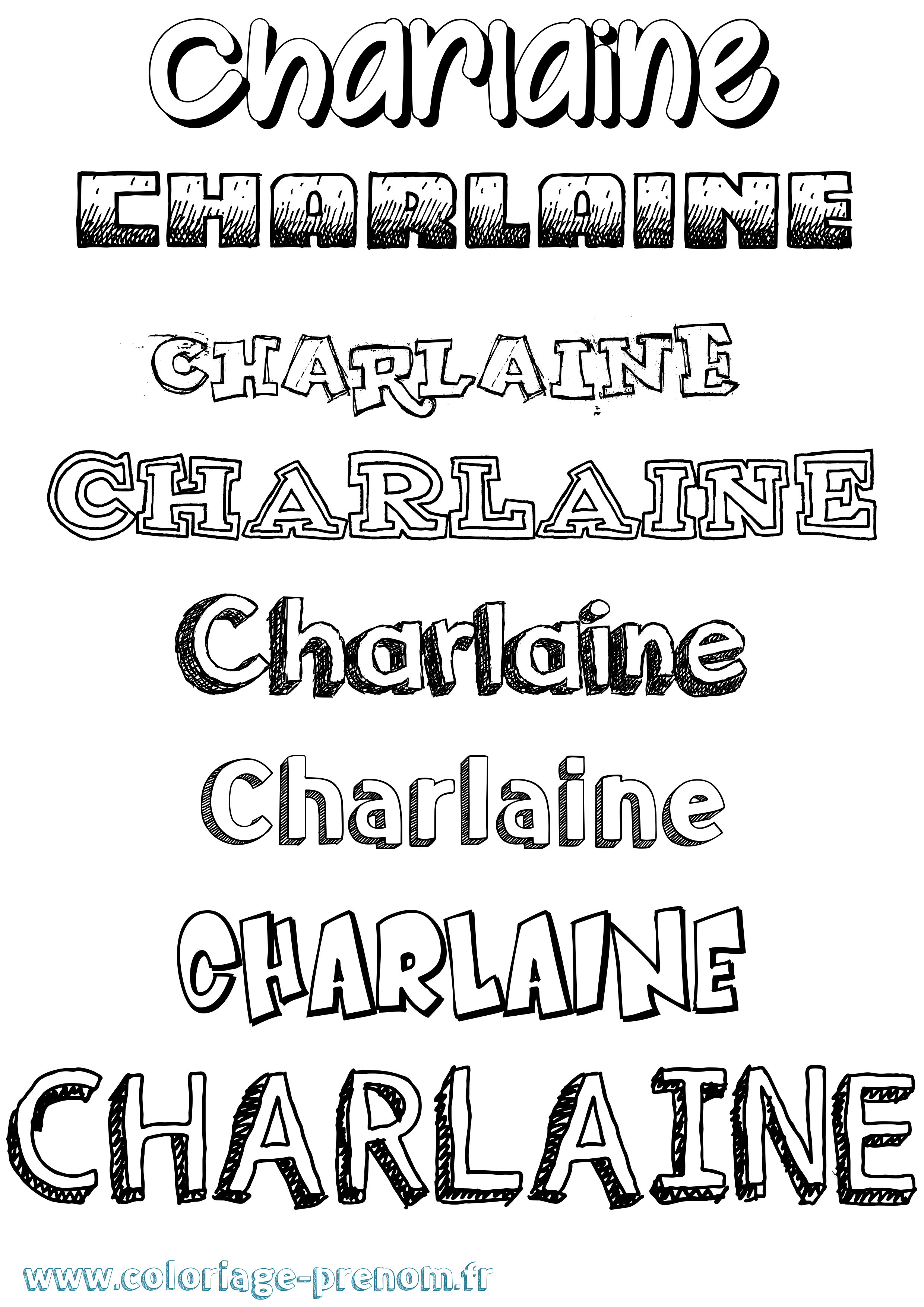 Coloriage Charlaine Dessiné Coloriage prénom Charlaine Dessiné