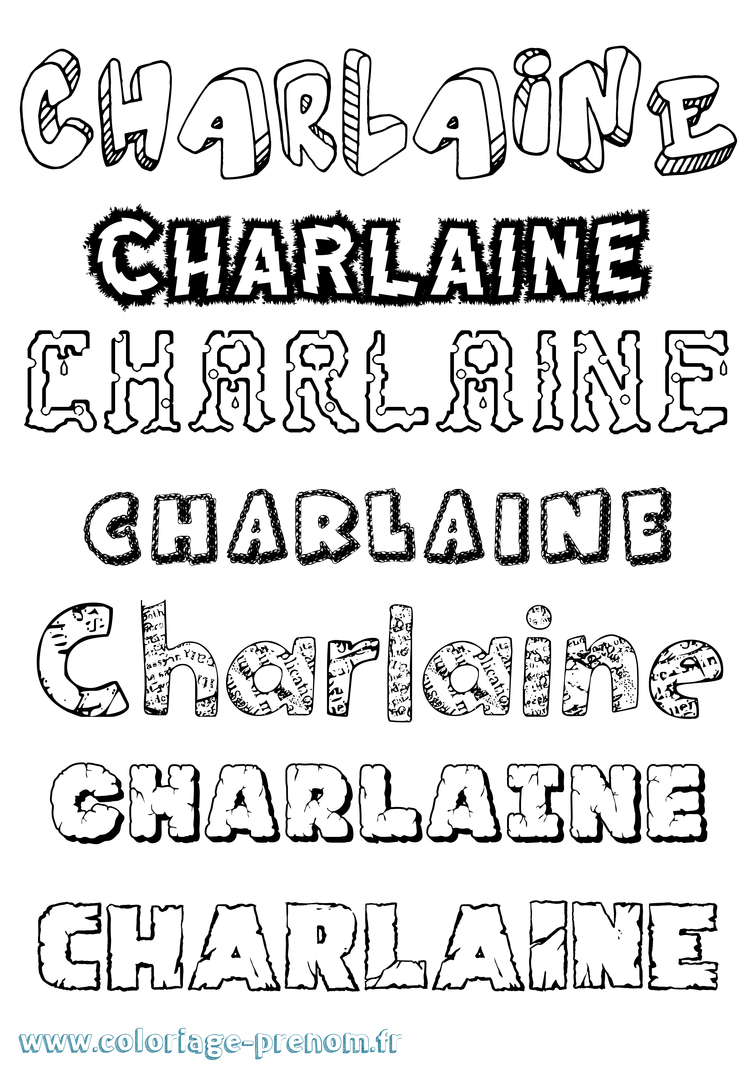Coloriage Charlaine Destructuré Coloriage prénom Charlaine Destructuré