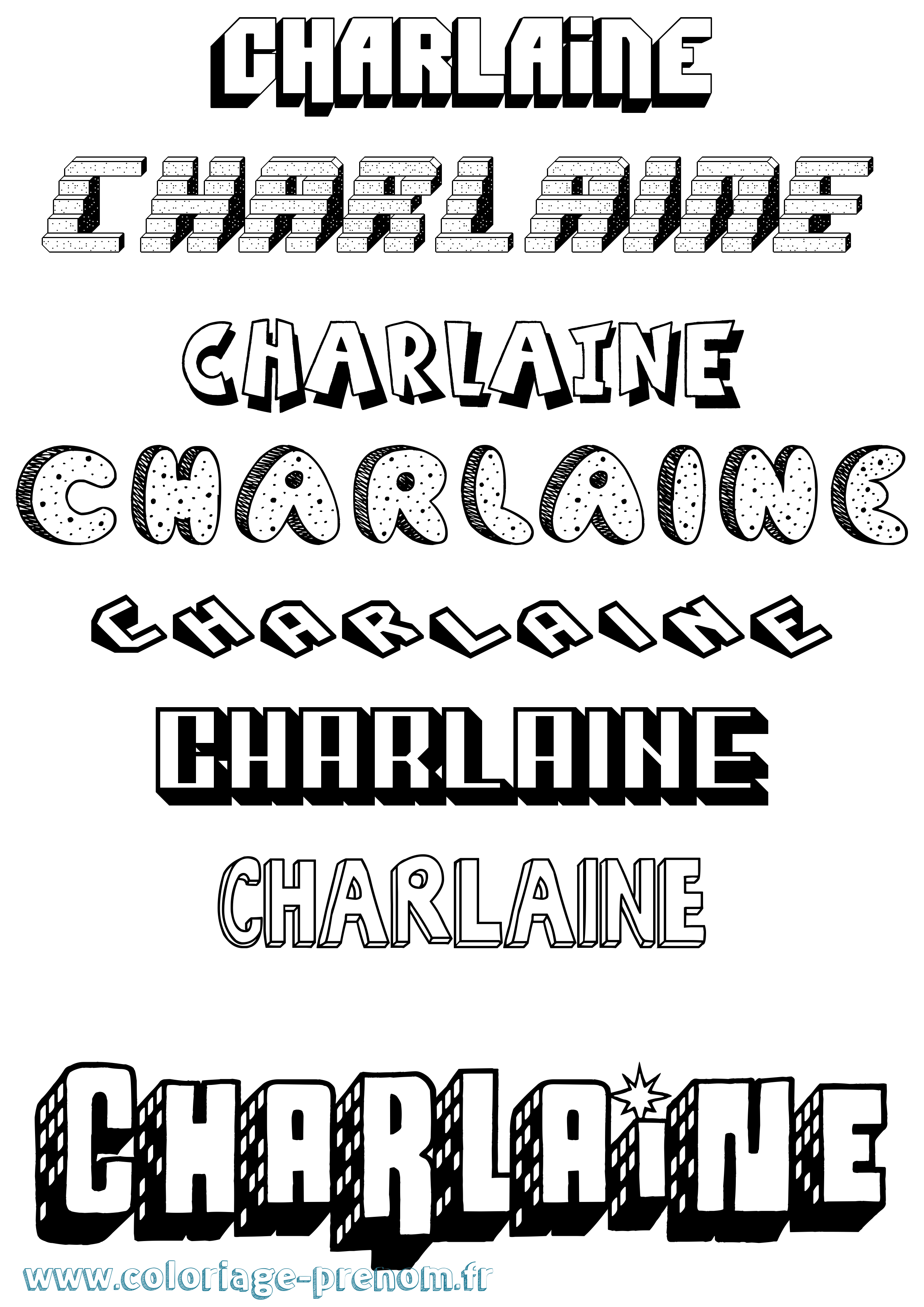 Coloriage Charlaine Effet 3D Coloriage prénom Charlaine Effet 3D