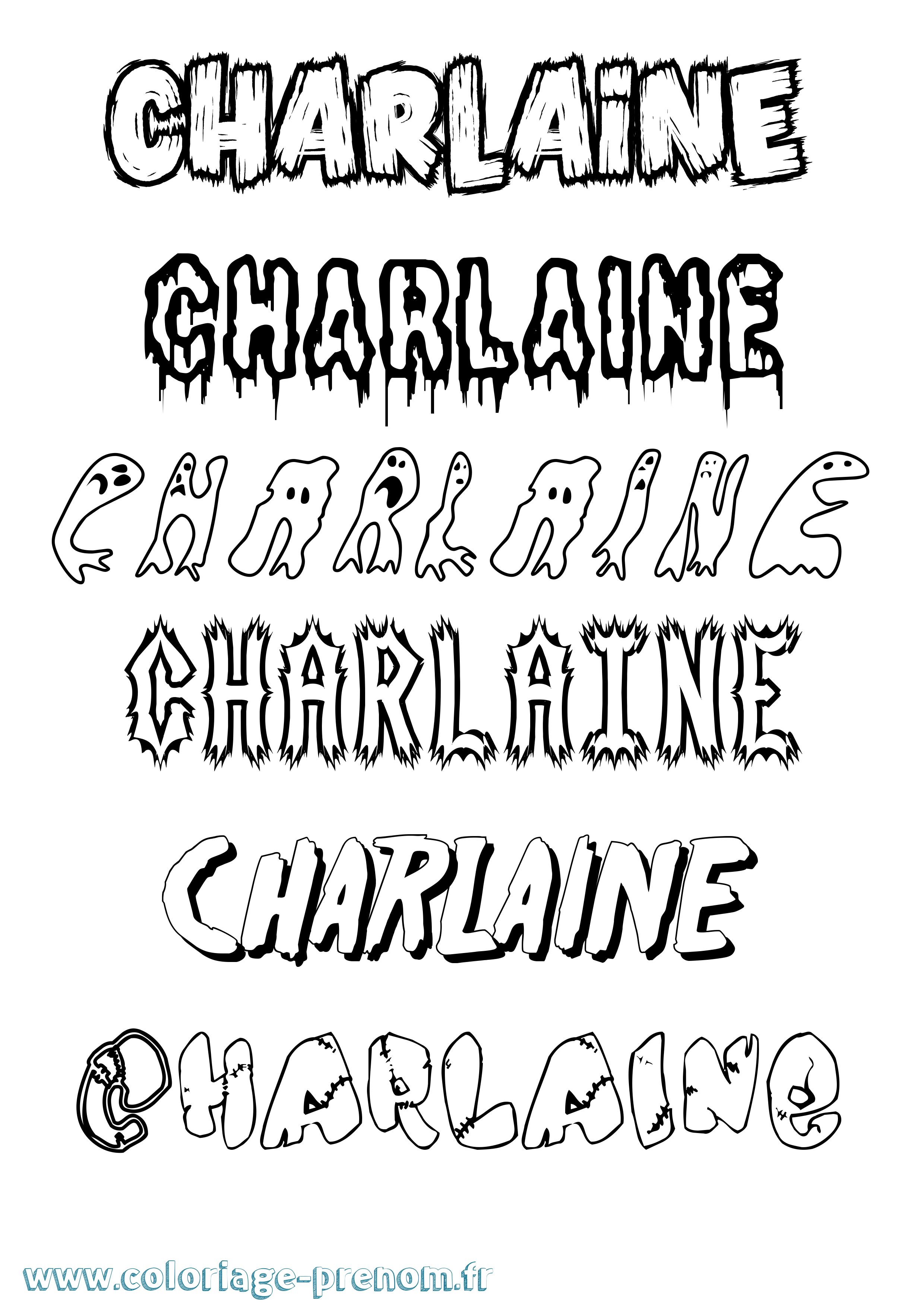 Coloriage prénom Charlaine Frisson