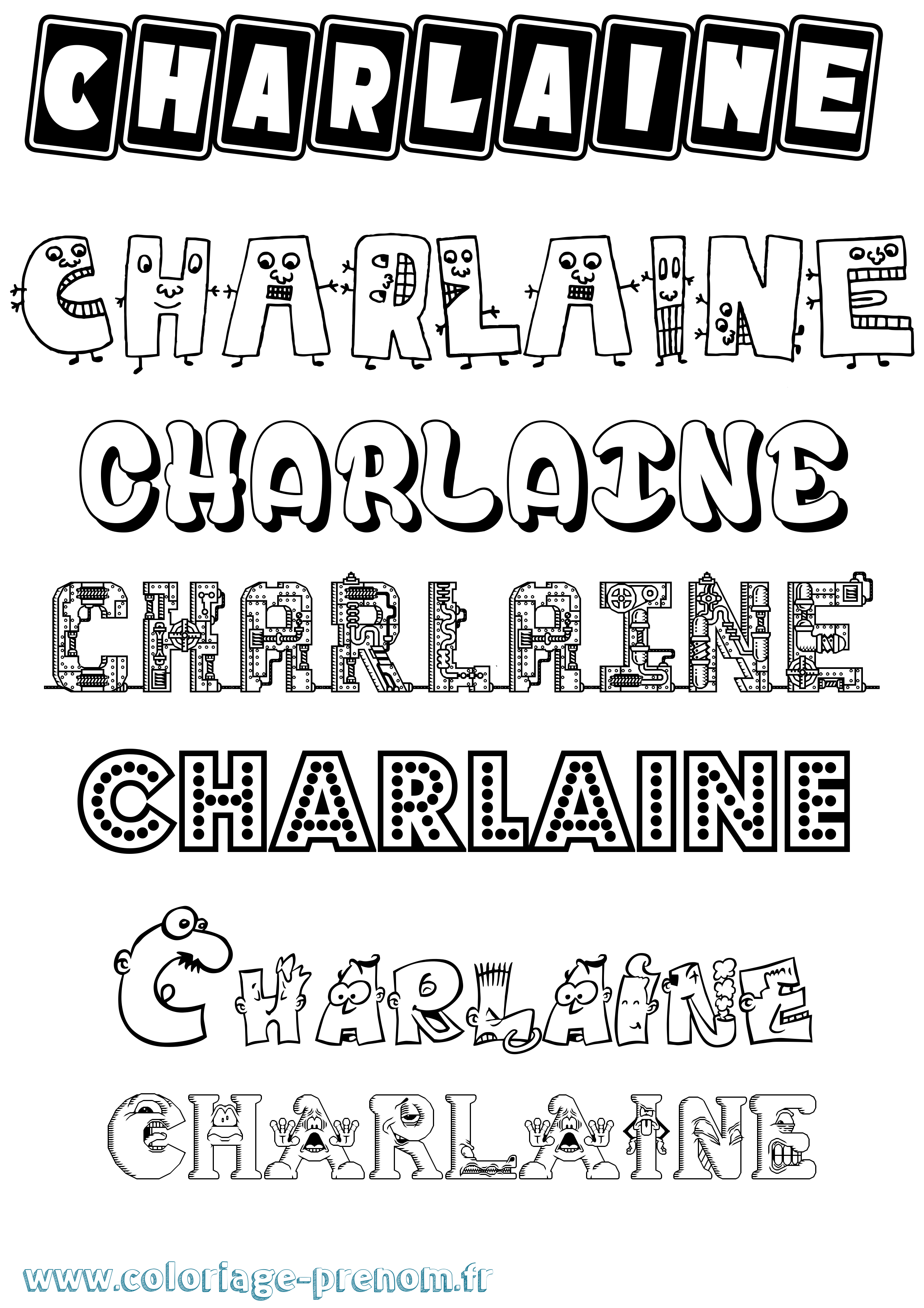 Coloriage prénom Charlaine Fun
