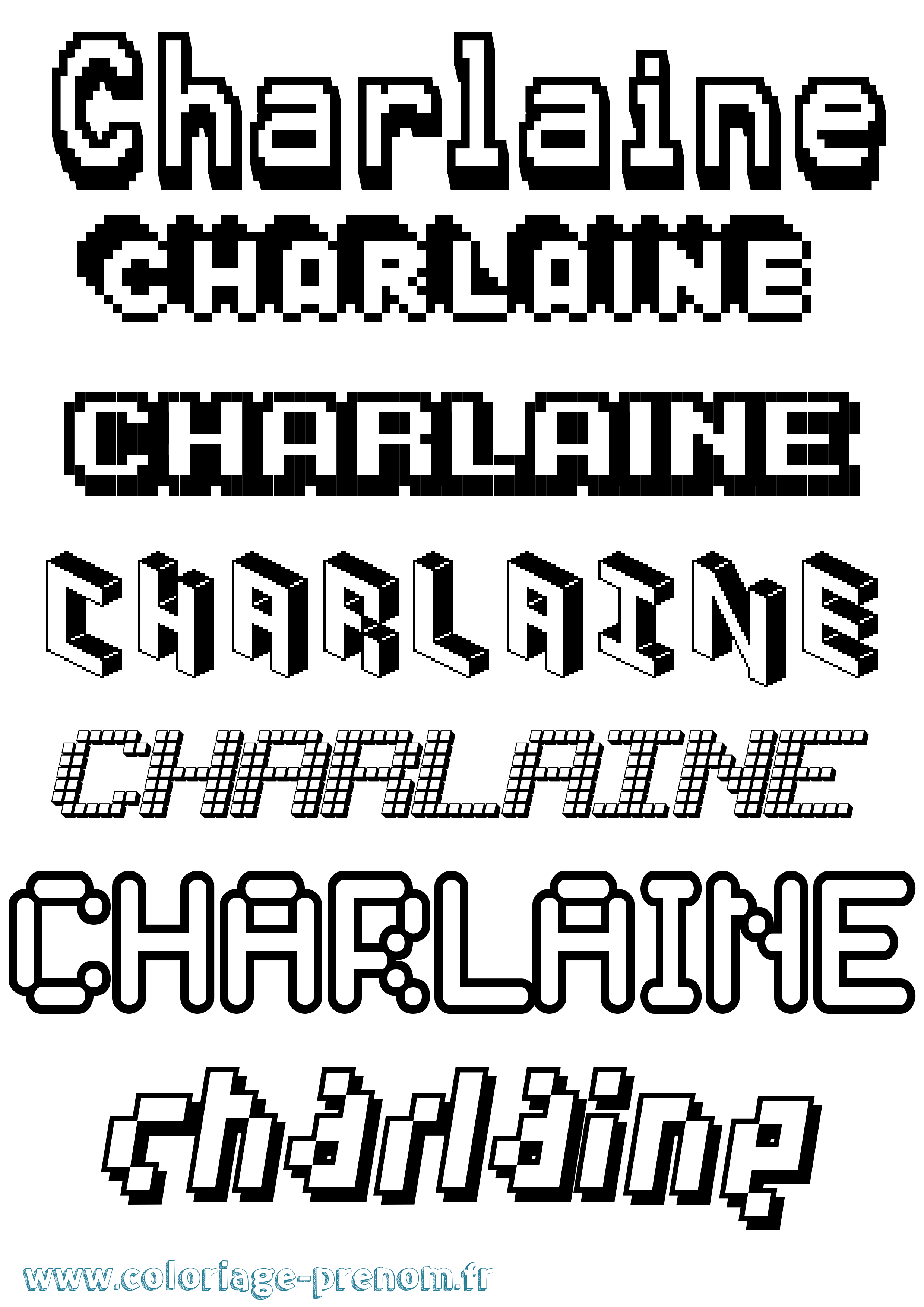 Coloriage Charlaine Pixel Coloriage prénom Charlaine Pixel