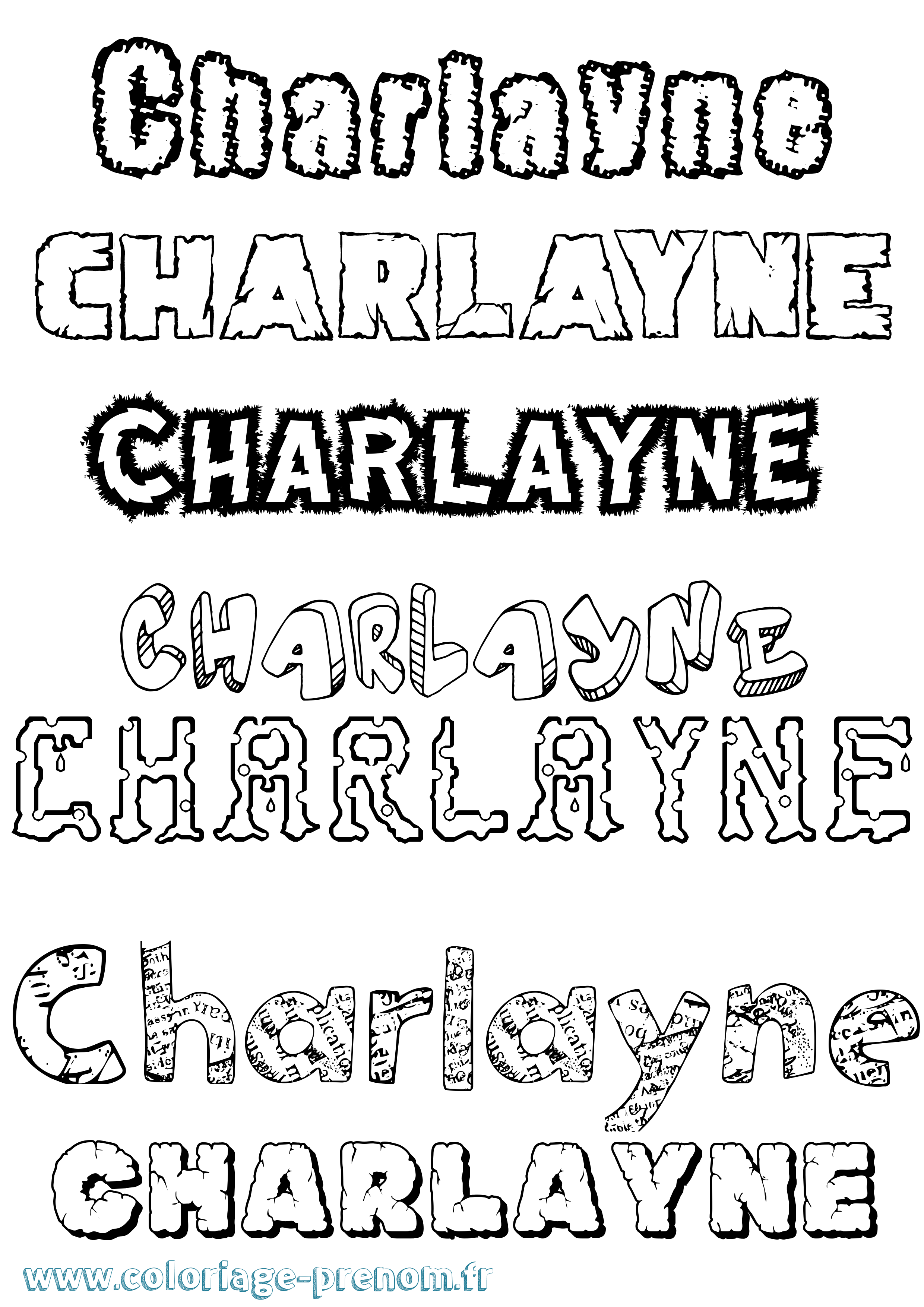 Coloriage prénom Charlayne Destructuré