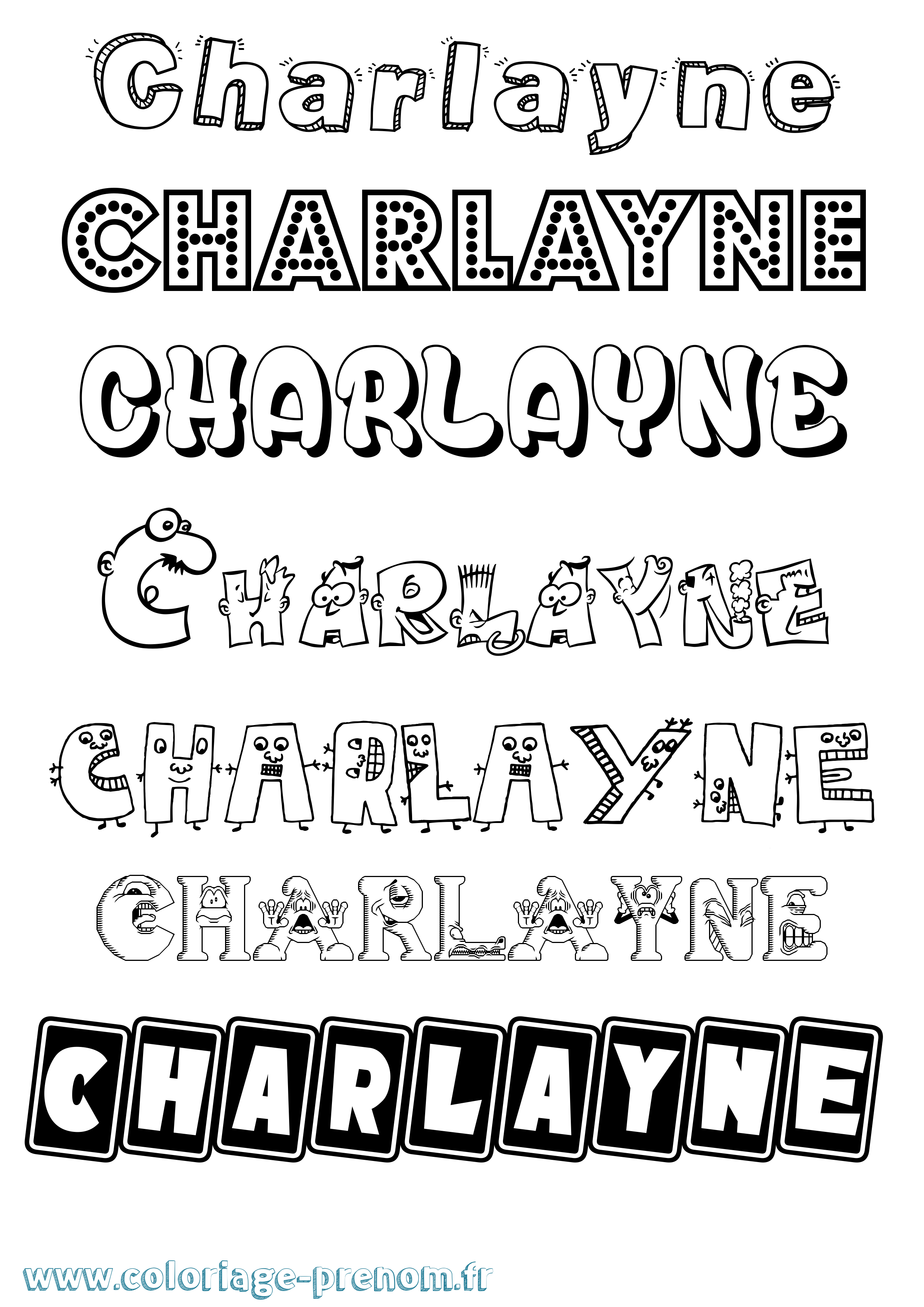 Coloriage prénom Charlayne Fun