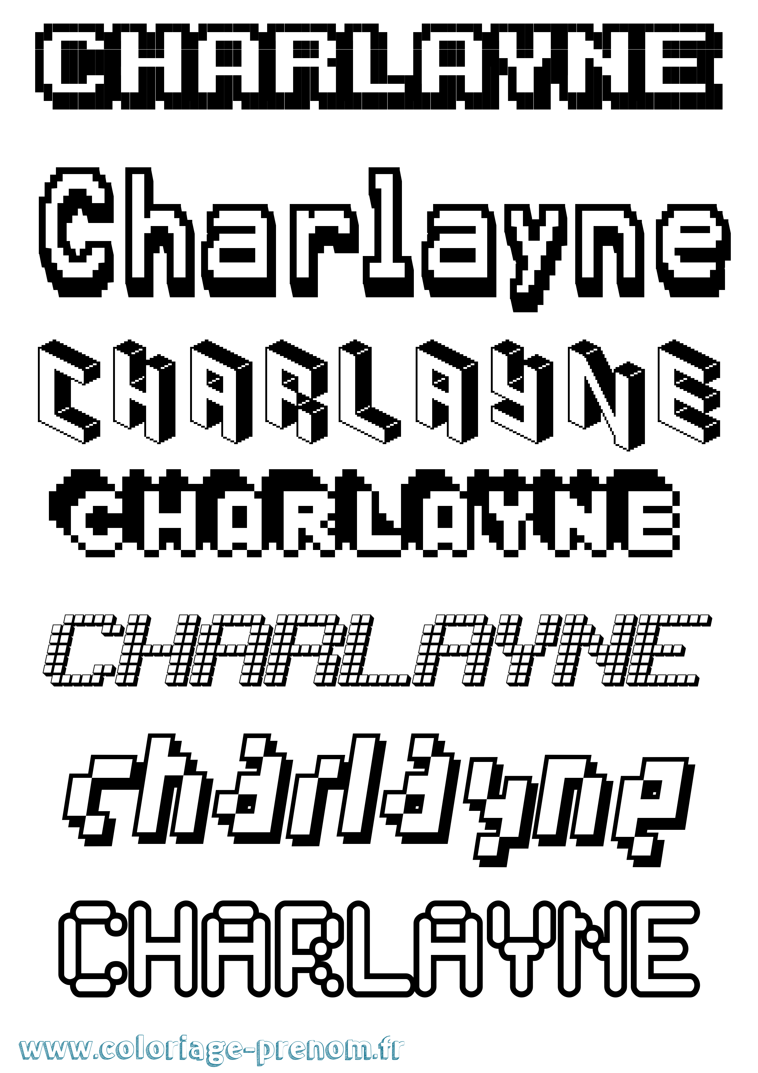 Coloriage prénom Charlayne Pixel