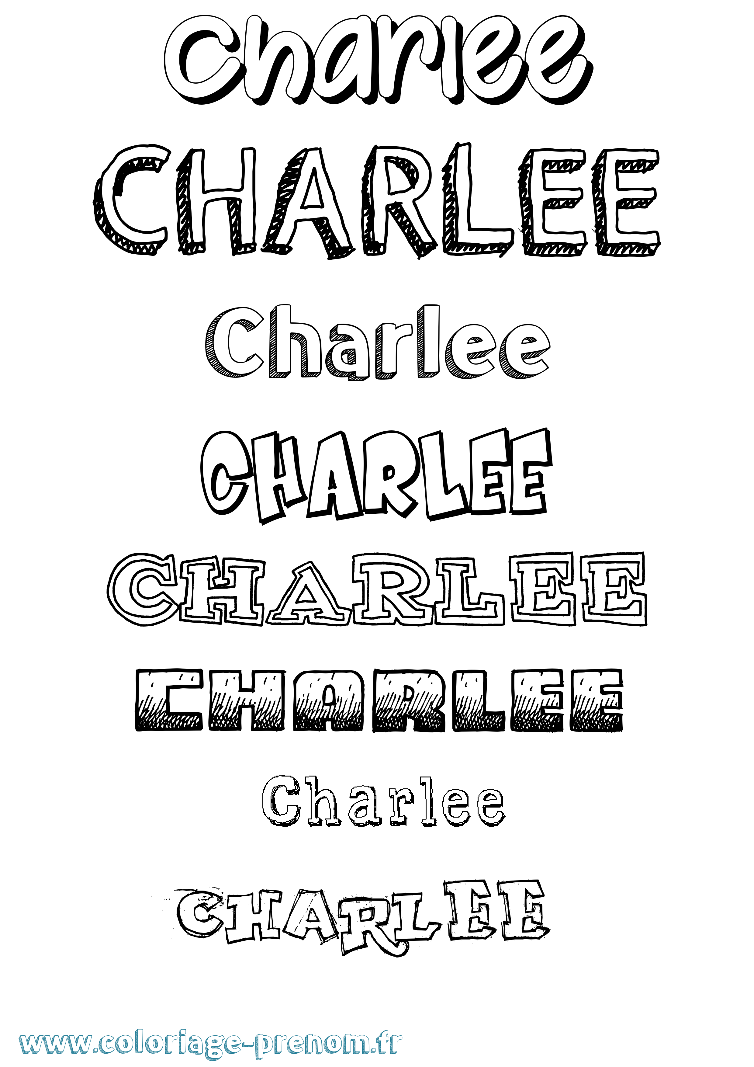 Coloriage prénom Charlee Dessiné