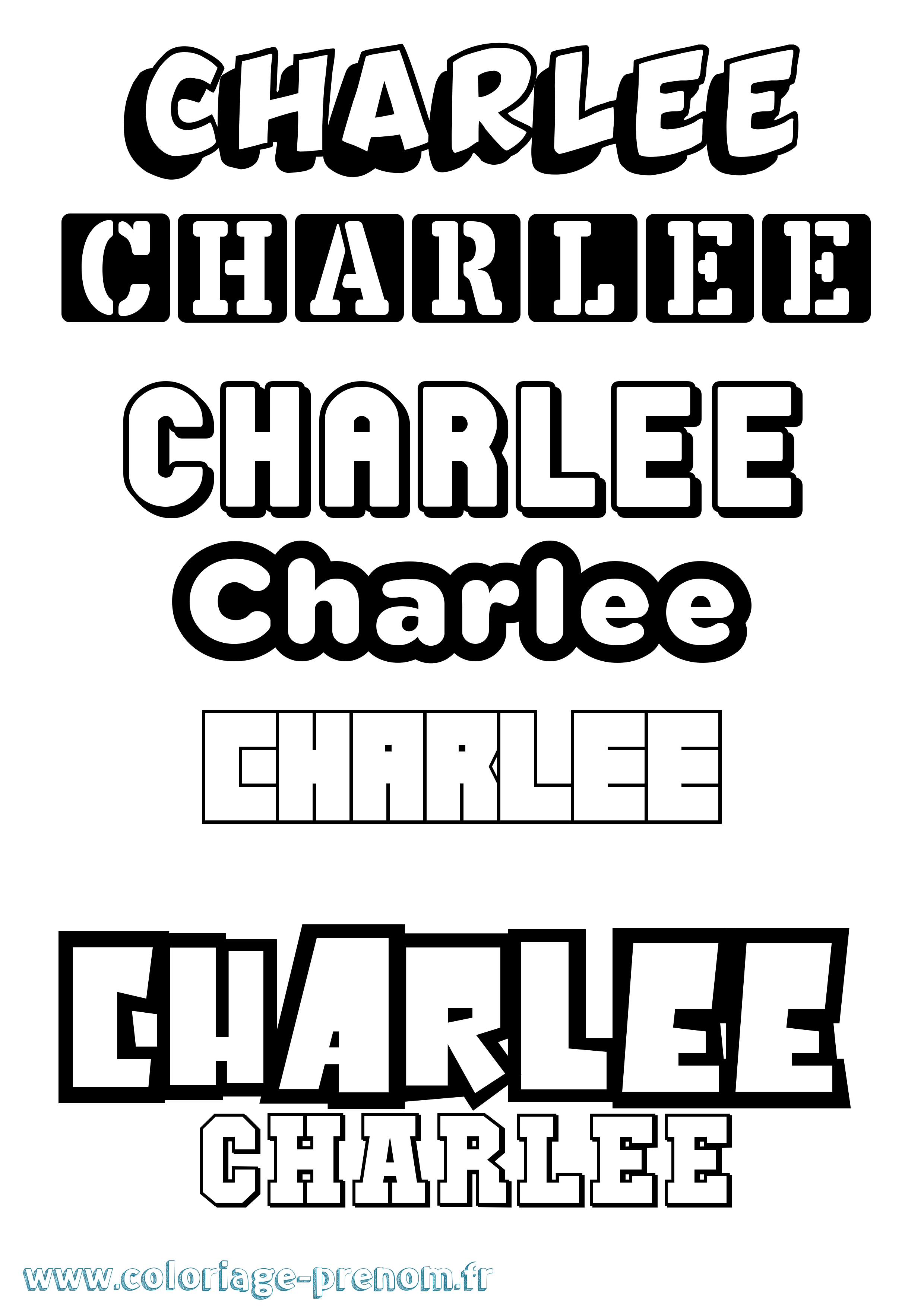 Coloriage prénom Charlee Simple