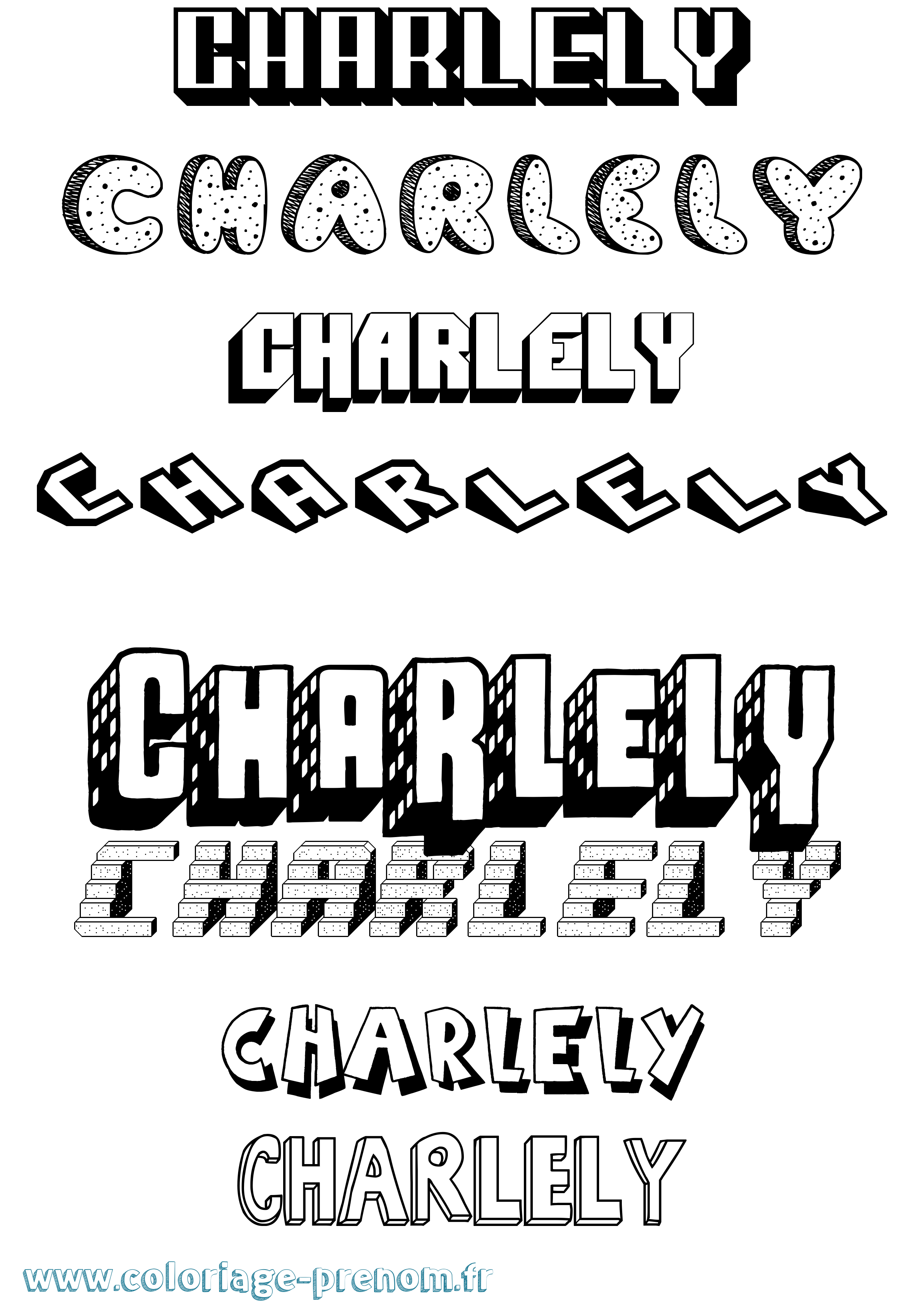 Coloriage prénom Charlely Effet 3D