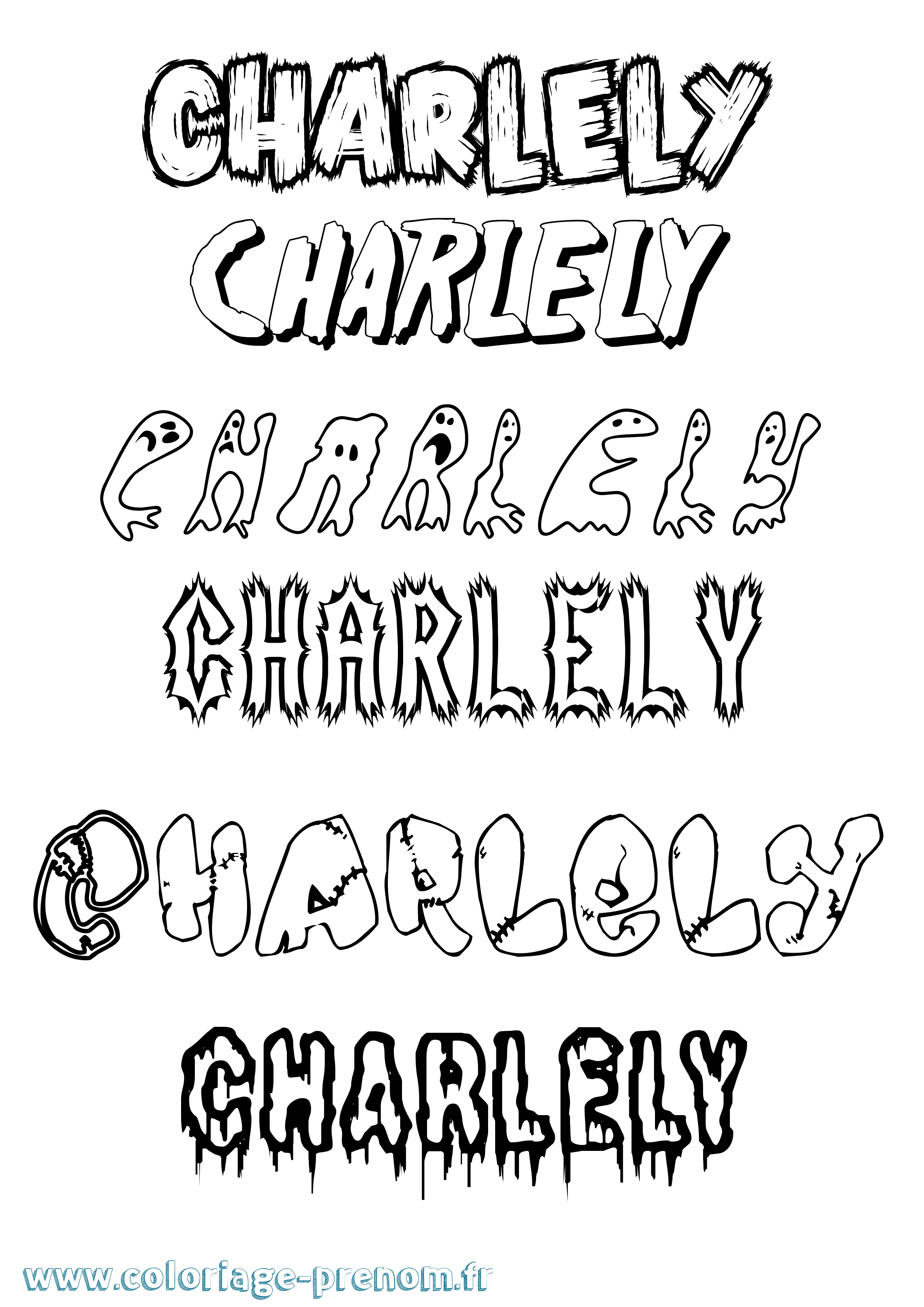Coloriage prénom Charlely Frisson