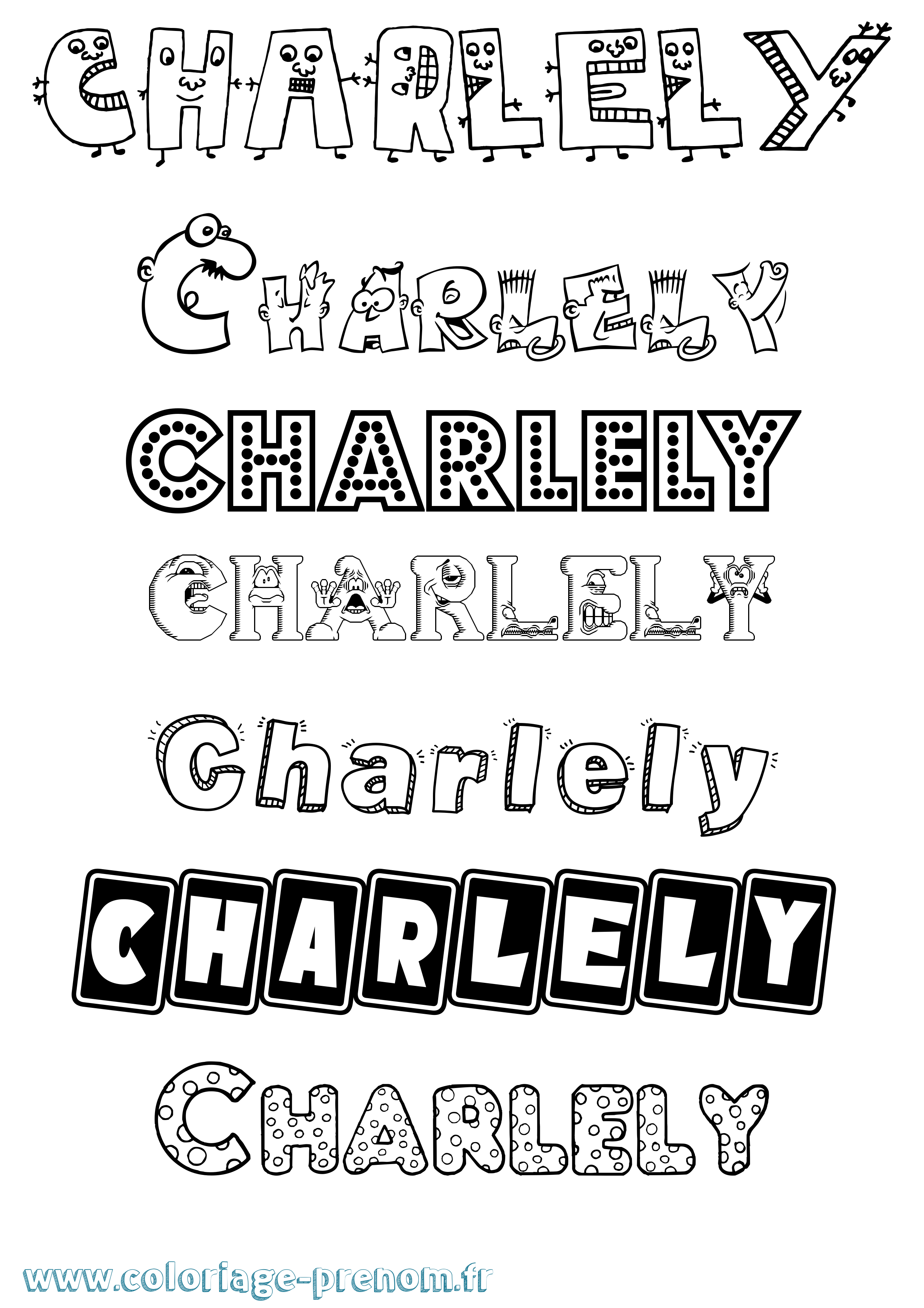 Coloriage prénom Charlely Fun