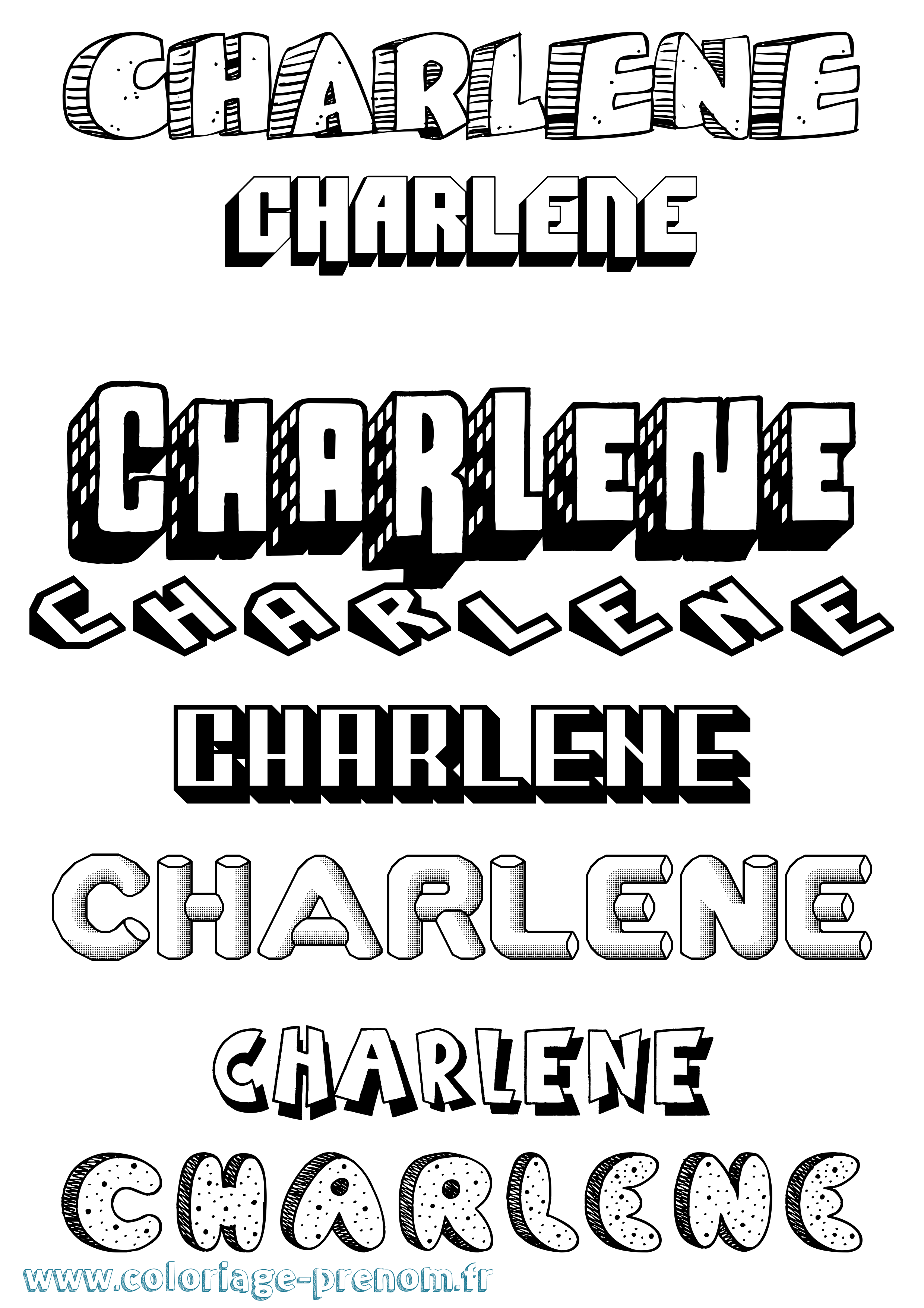 Coloriage prénom Charlene Effet 3D