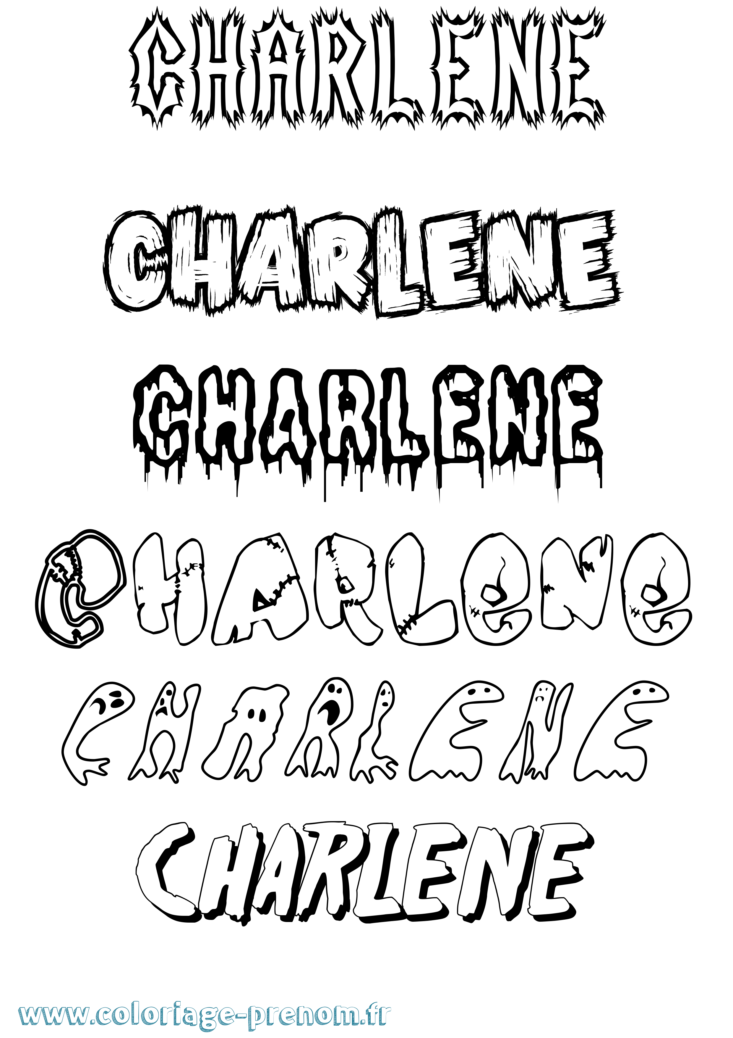 Coloriage prénom Charlene Frisson