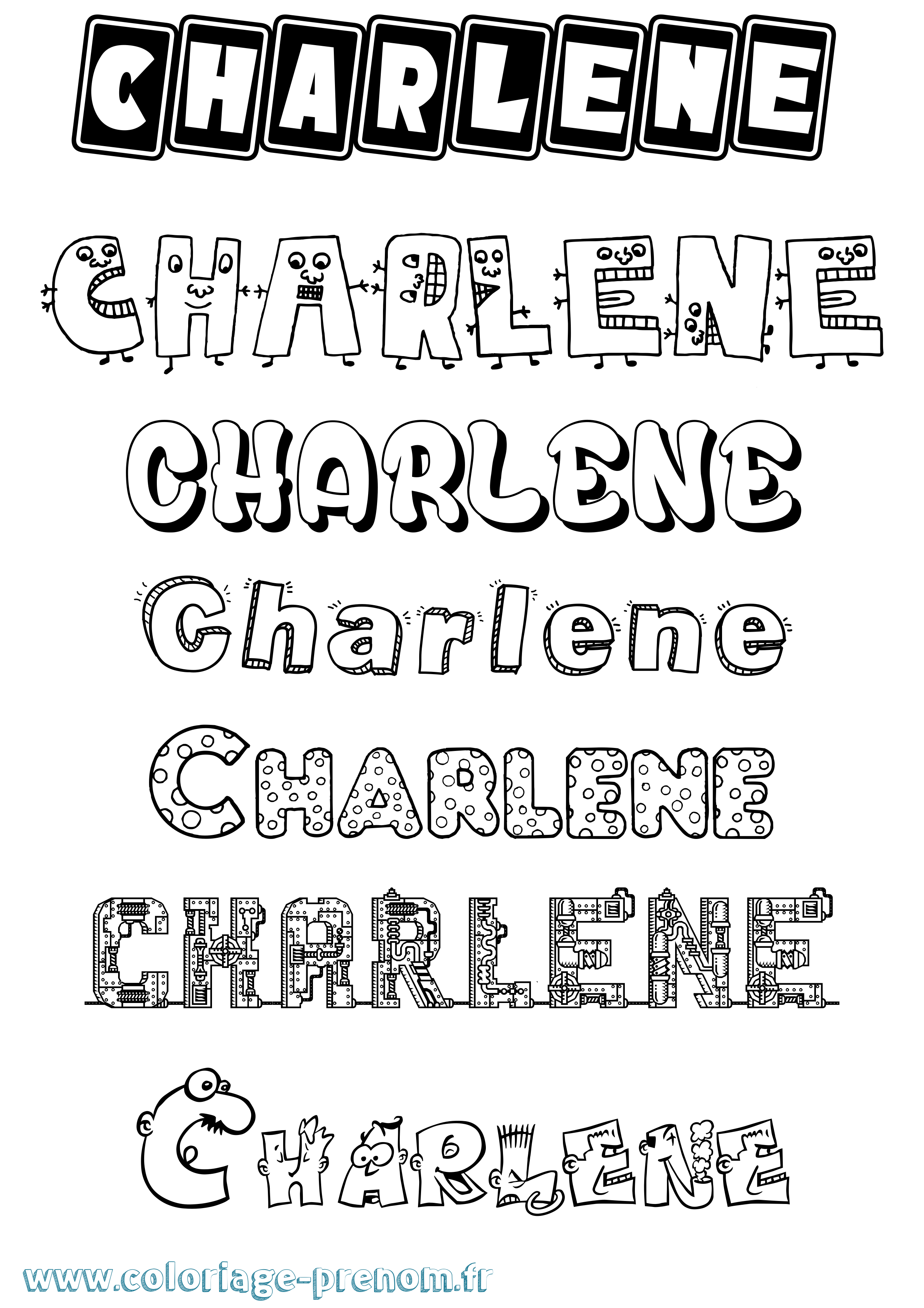 Coloriage prénom Charlene Fun