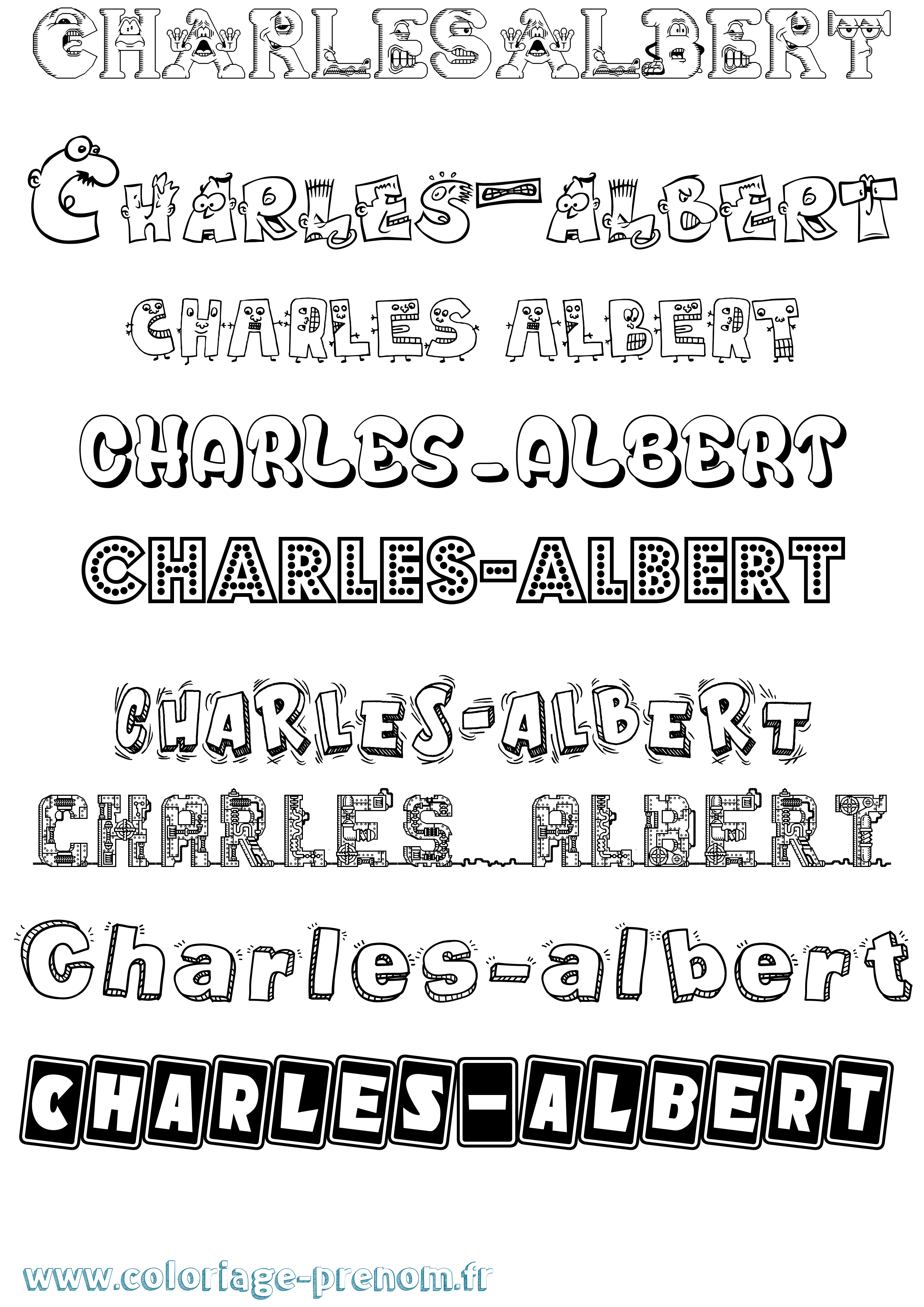 Coloriage prénom Charles-Albert Fun