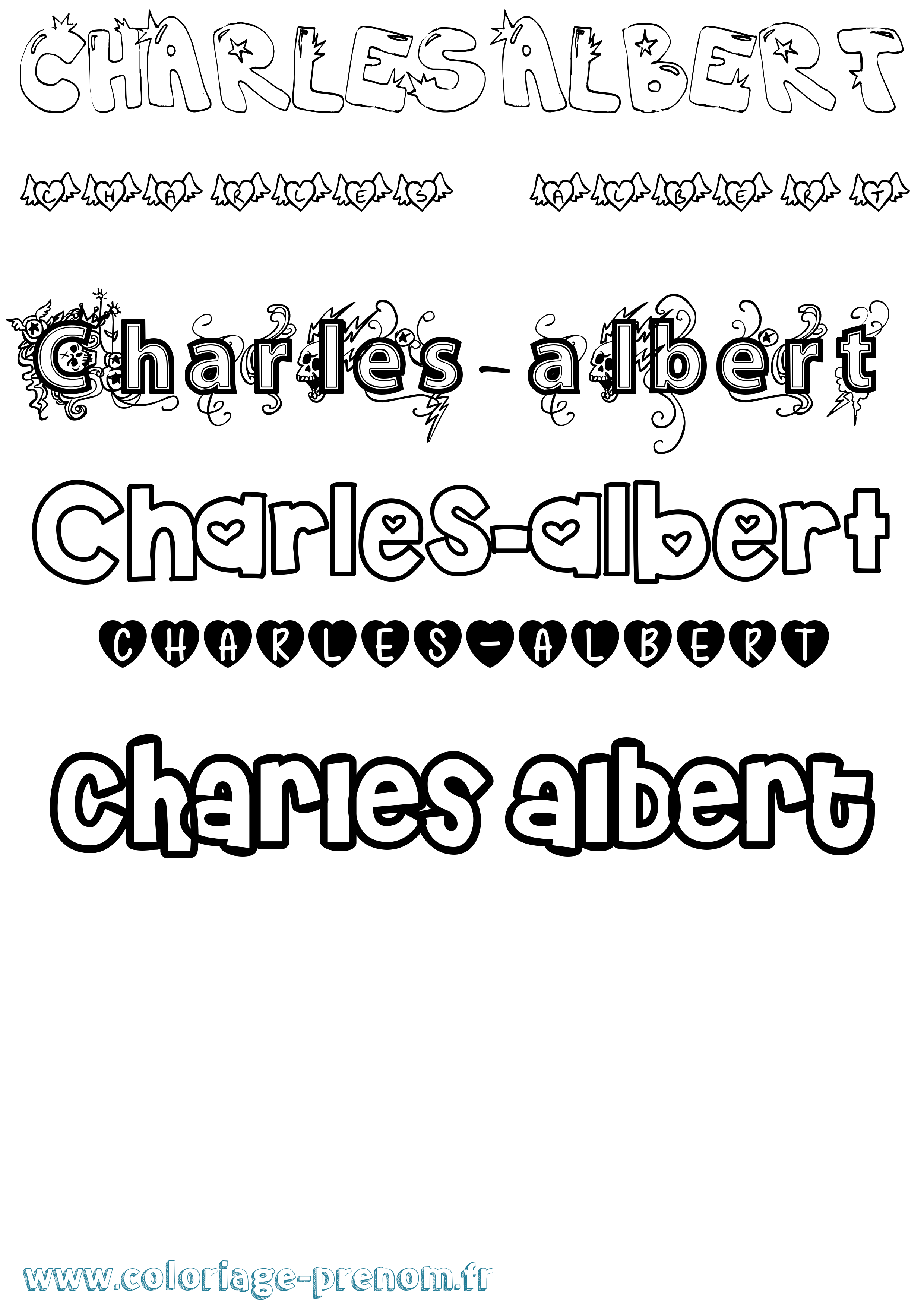 Coloriage prénom Charles-Albert Girly