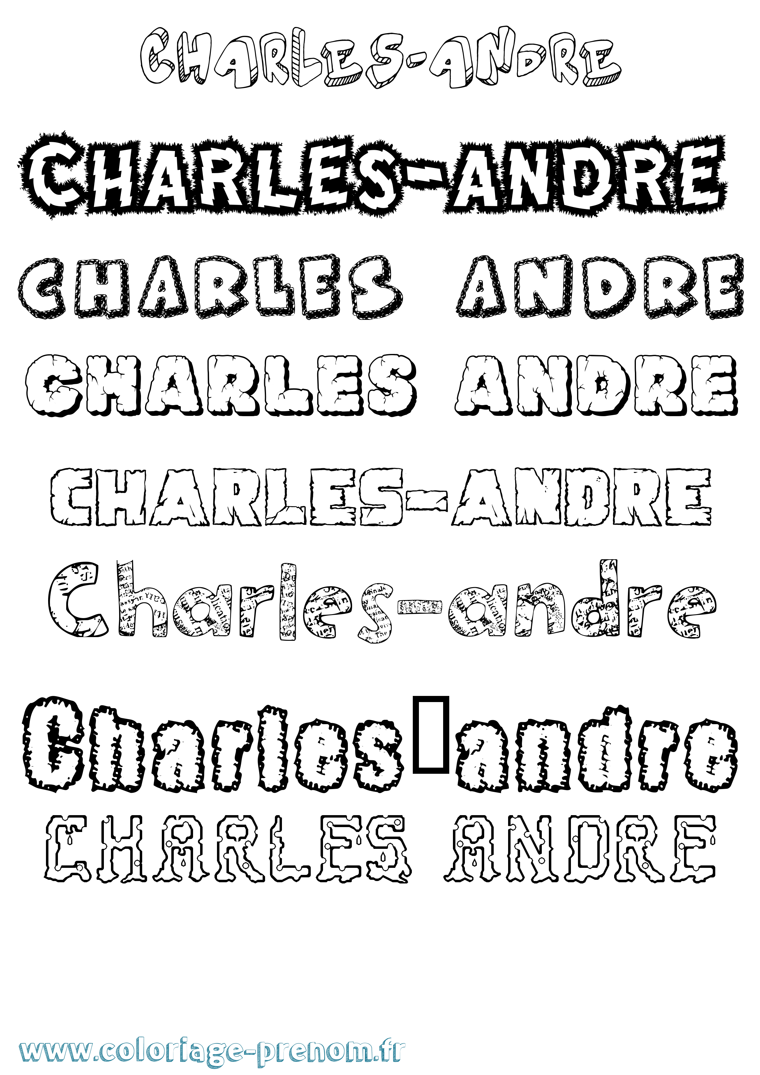 Coloriage prénom Charles-André Destructuré