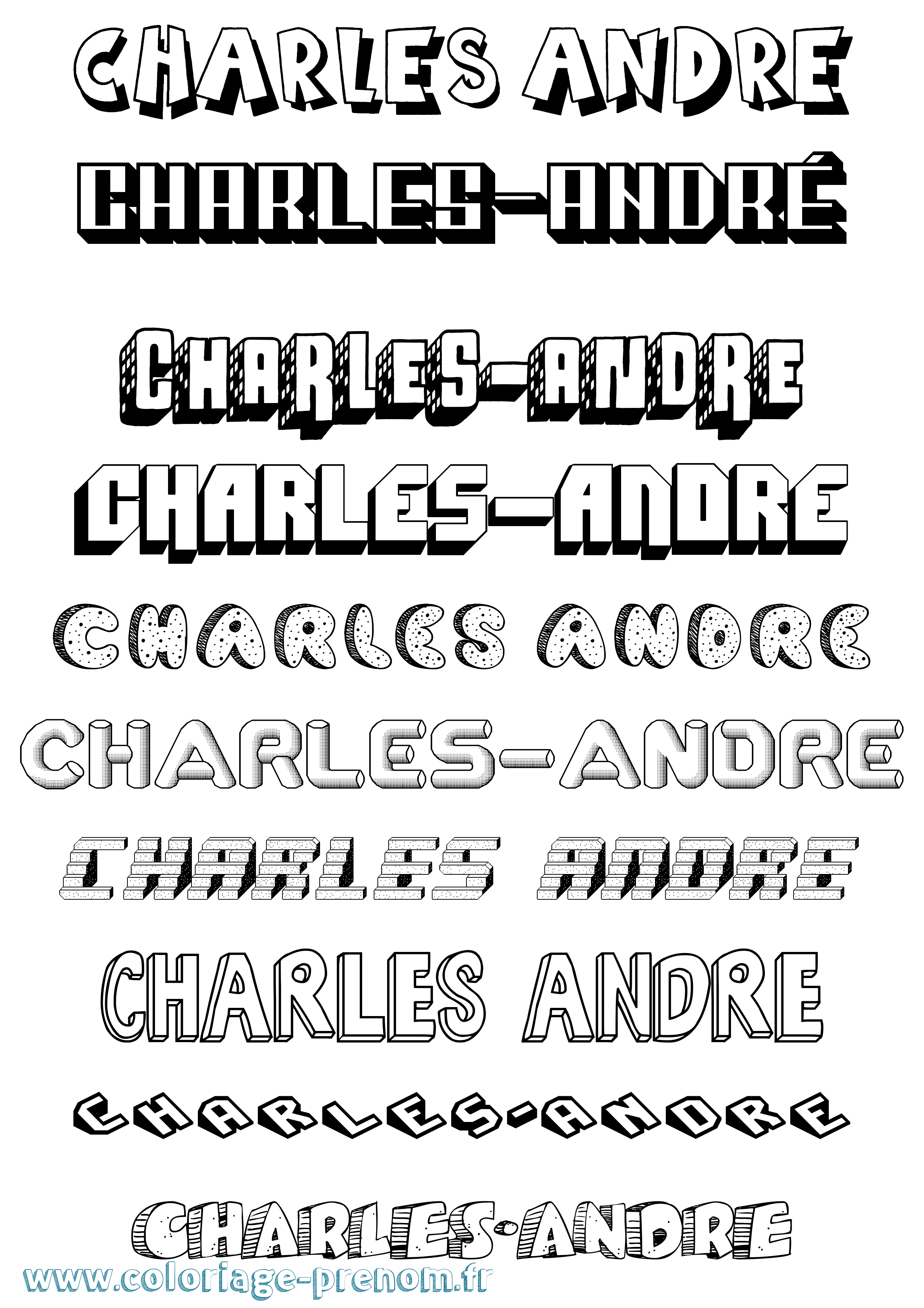Coloriage prénom Charles-André Effet 3D