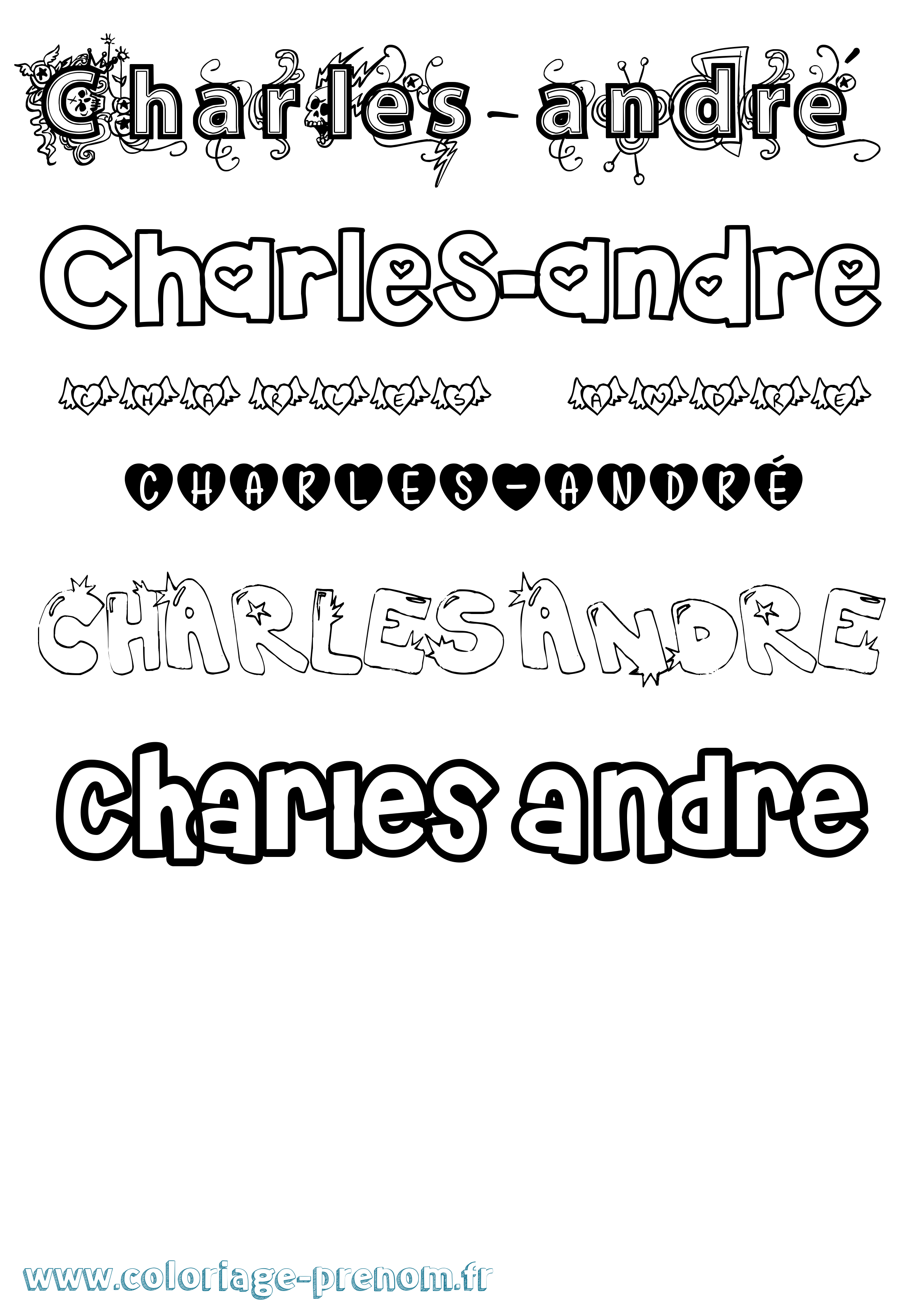 Coloriage prénom Charles-André Girly