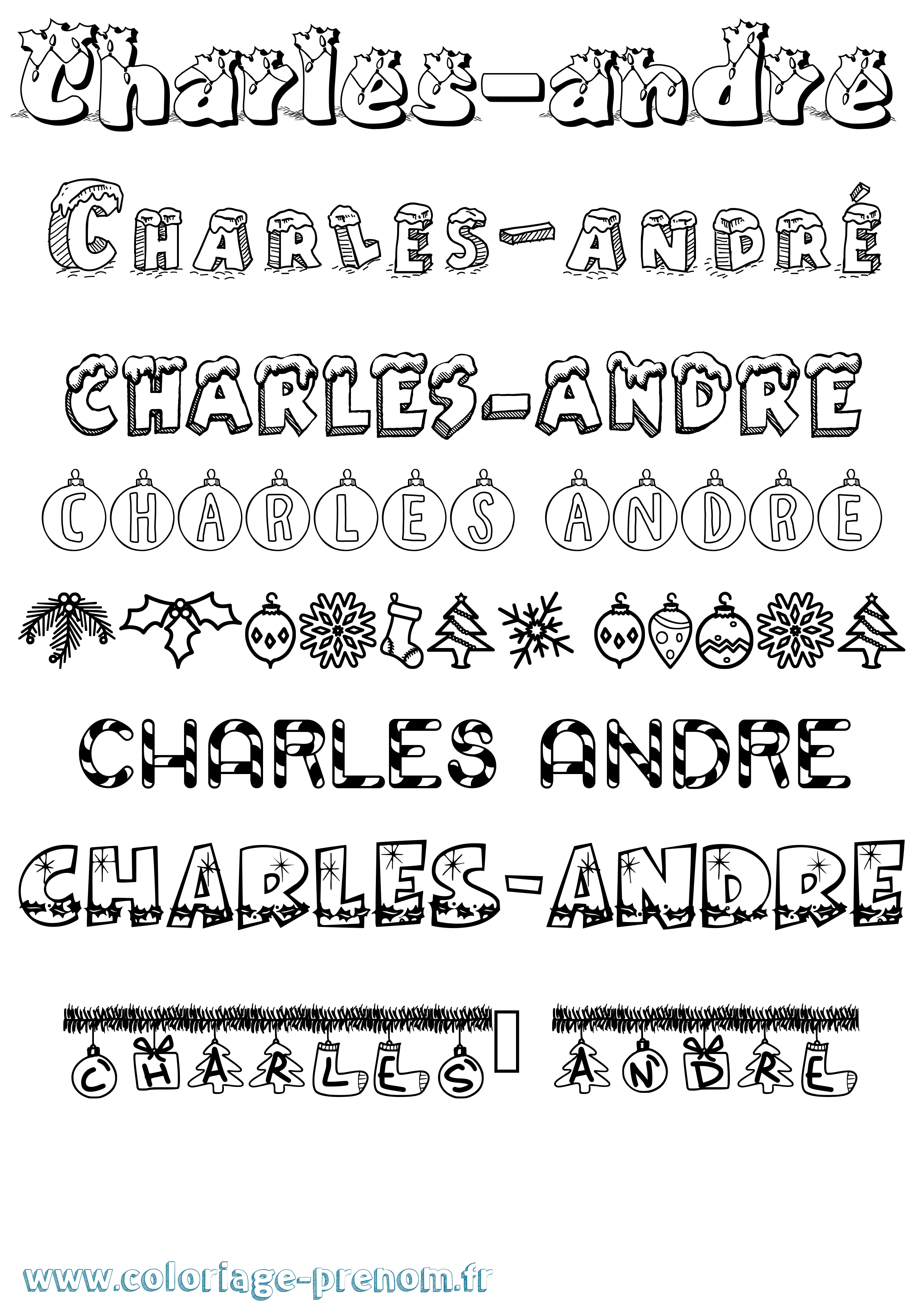 Coloriage prénom Charles-André Noël