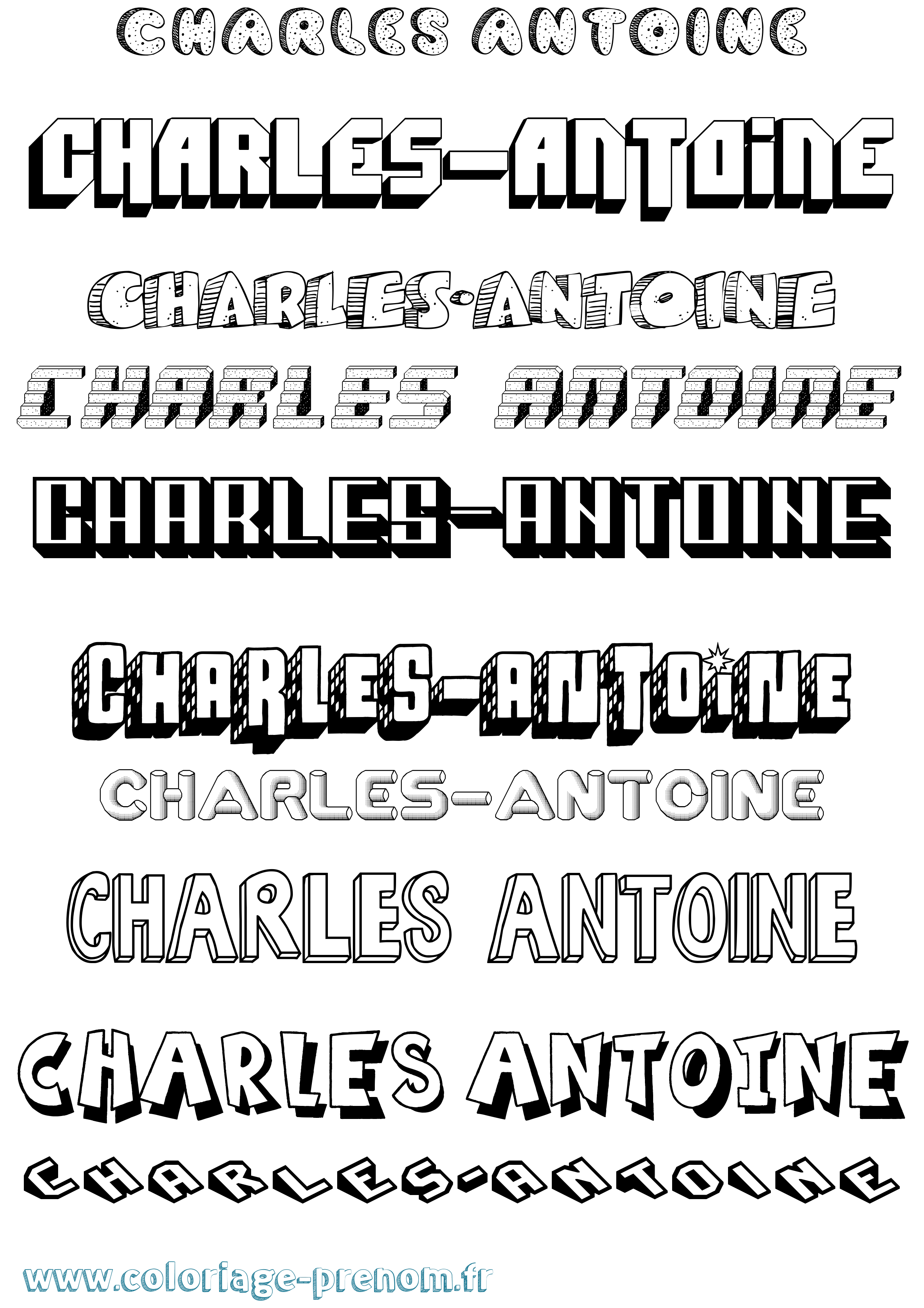 Coloriage prénom Charles-Antoine Effet 3D