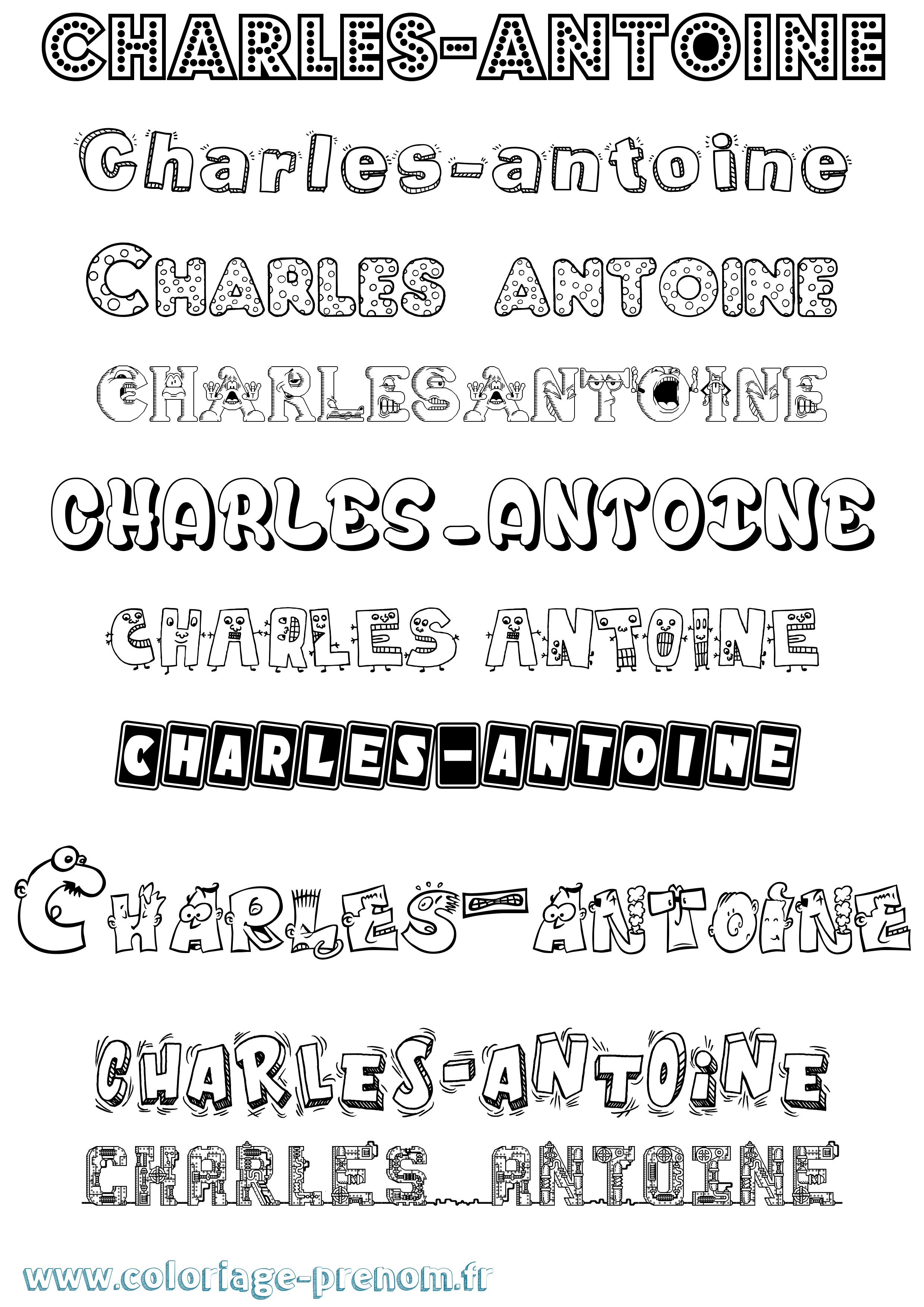 Coloriage prénom Charles-Antoine Fun
