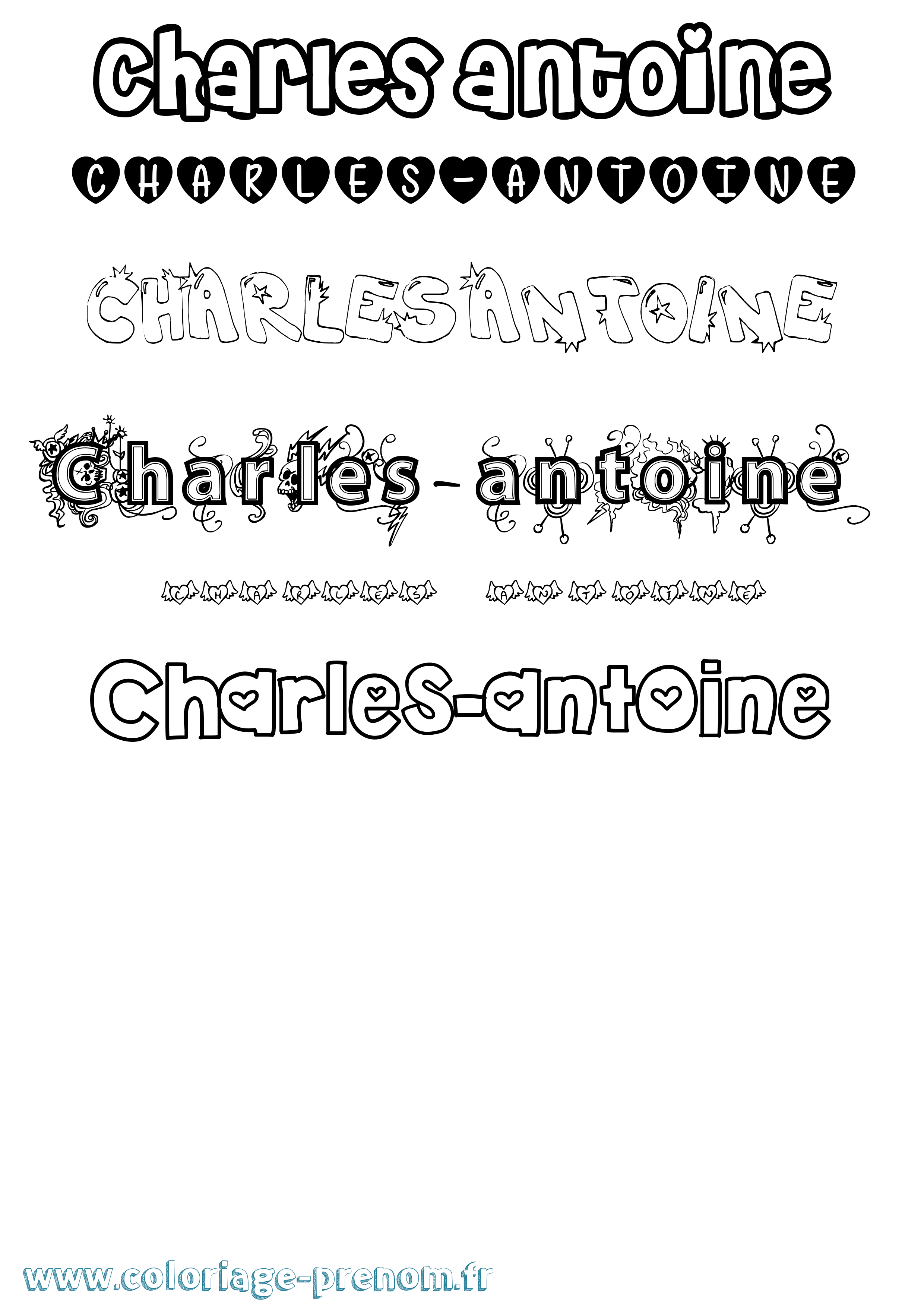 Coloriage prénom Charles-Antoine Girly