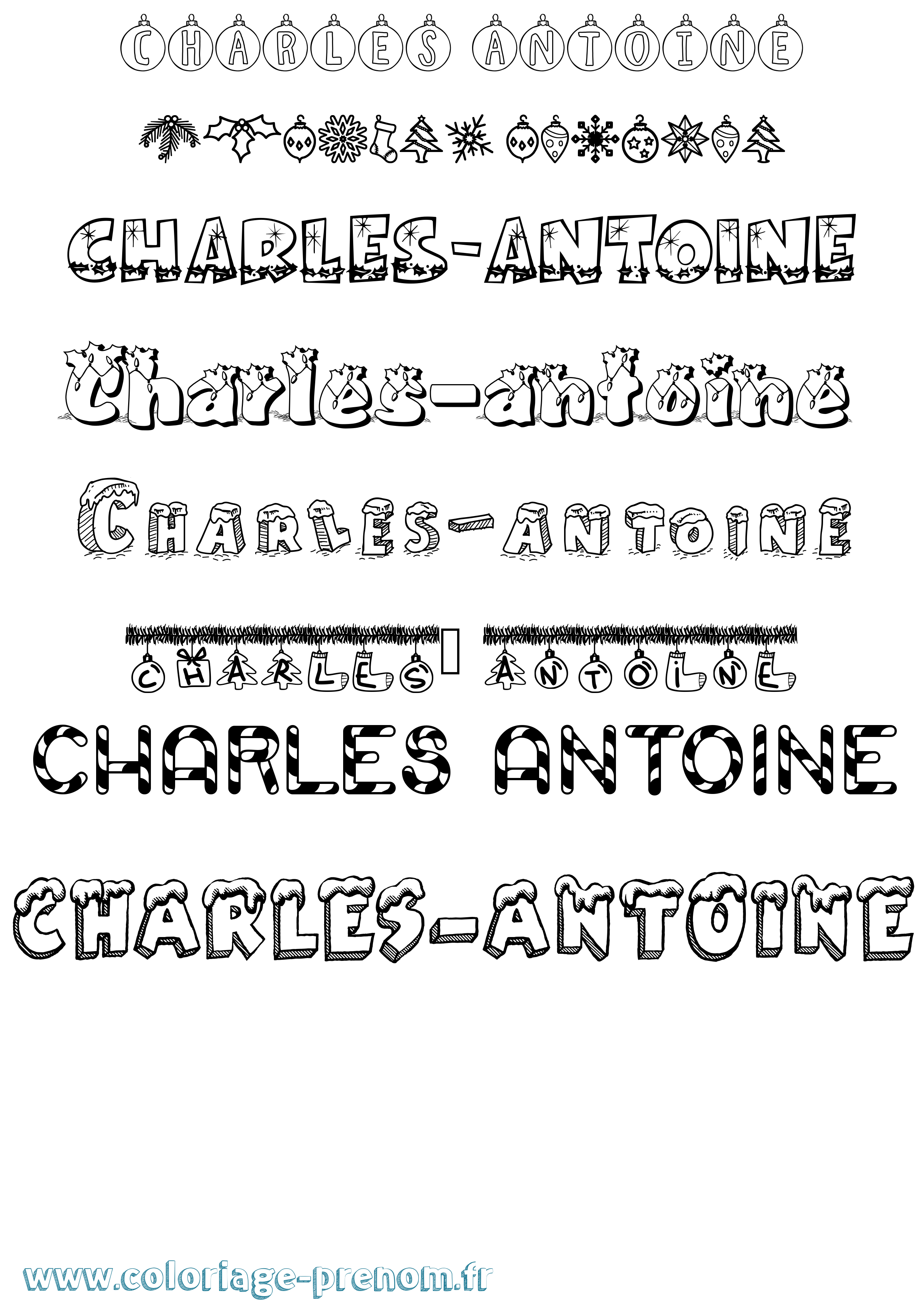 Coloriage prénom Charles-Antoine Noël