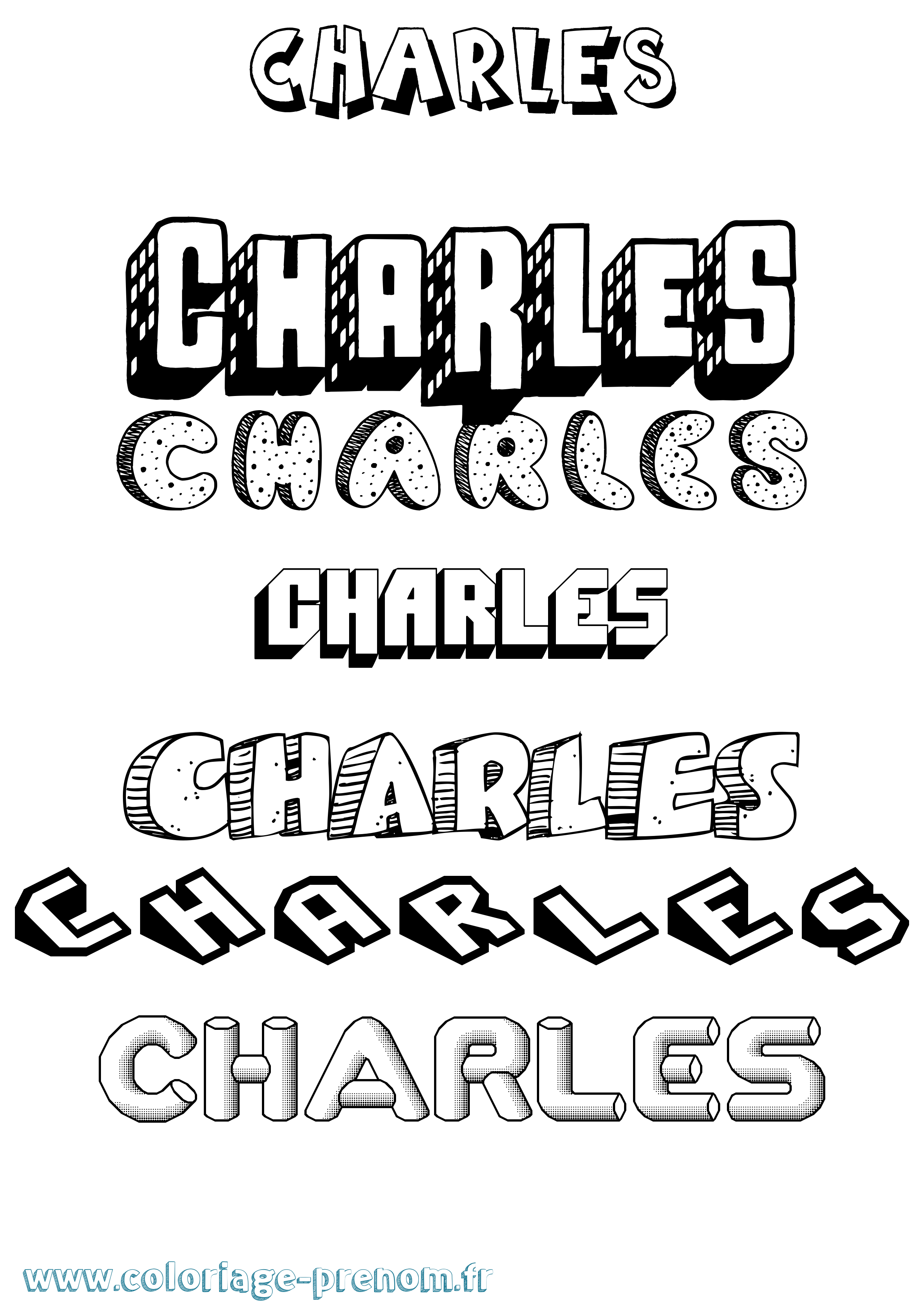 Coloriage prénom Charles Effet 3D