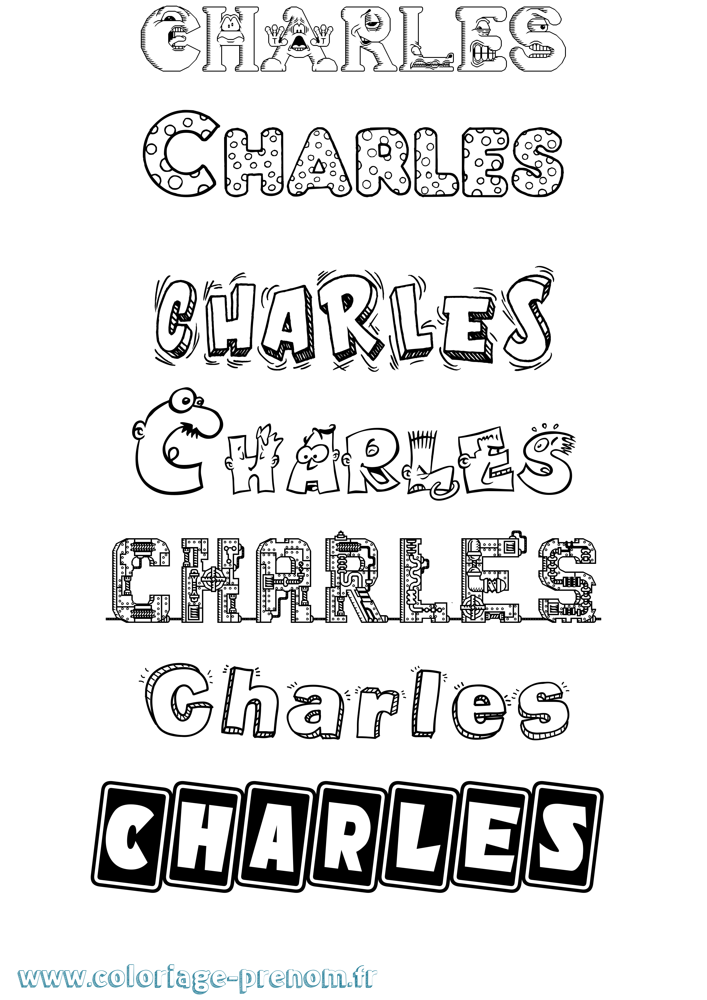 Coloriage prénom Charles Fun