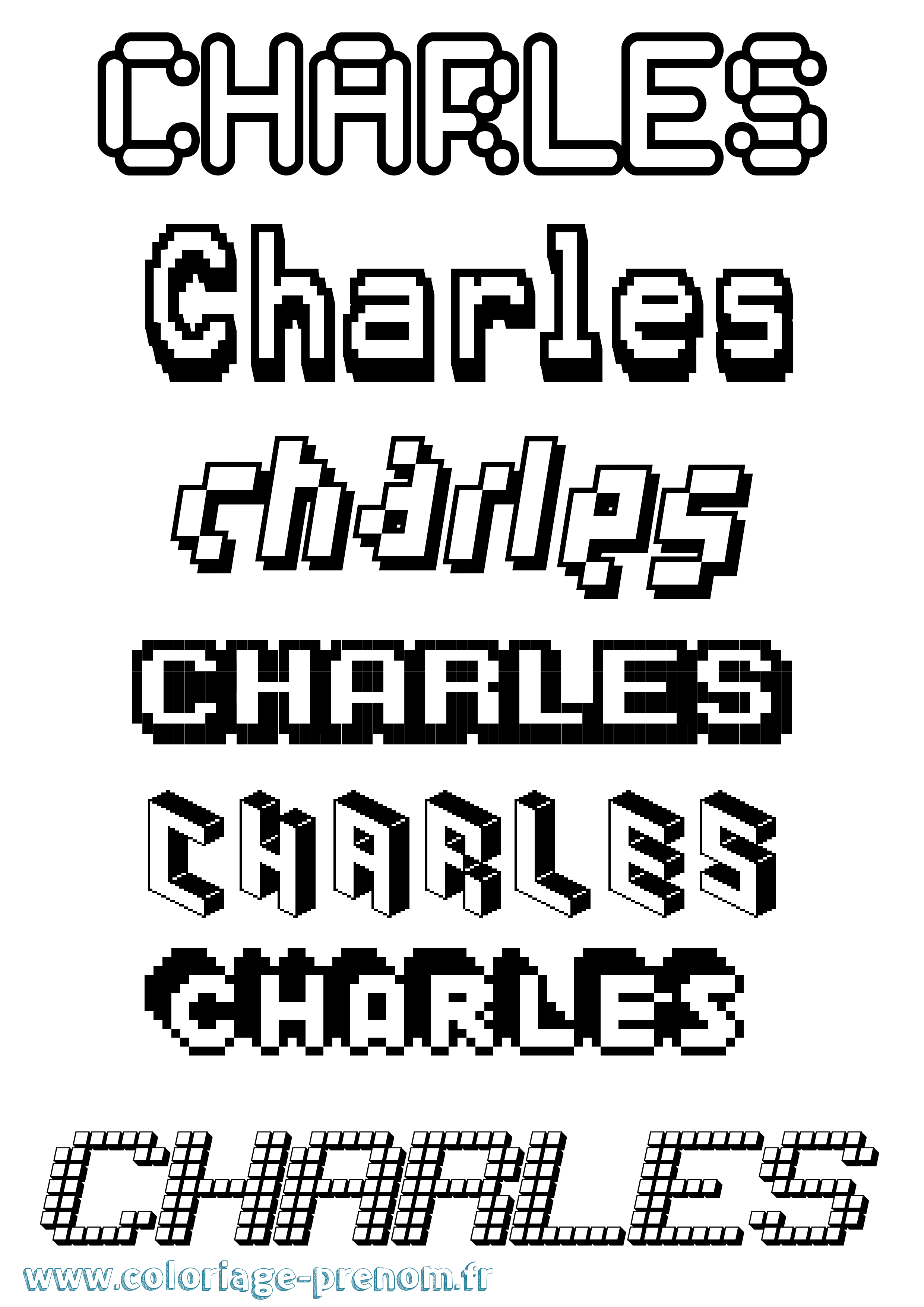 Coloriage prénom Charles Pixel