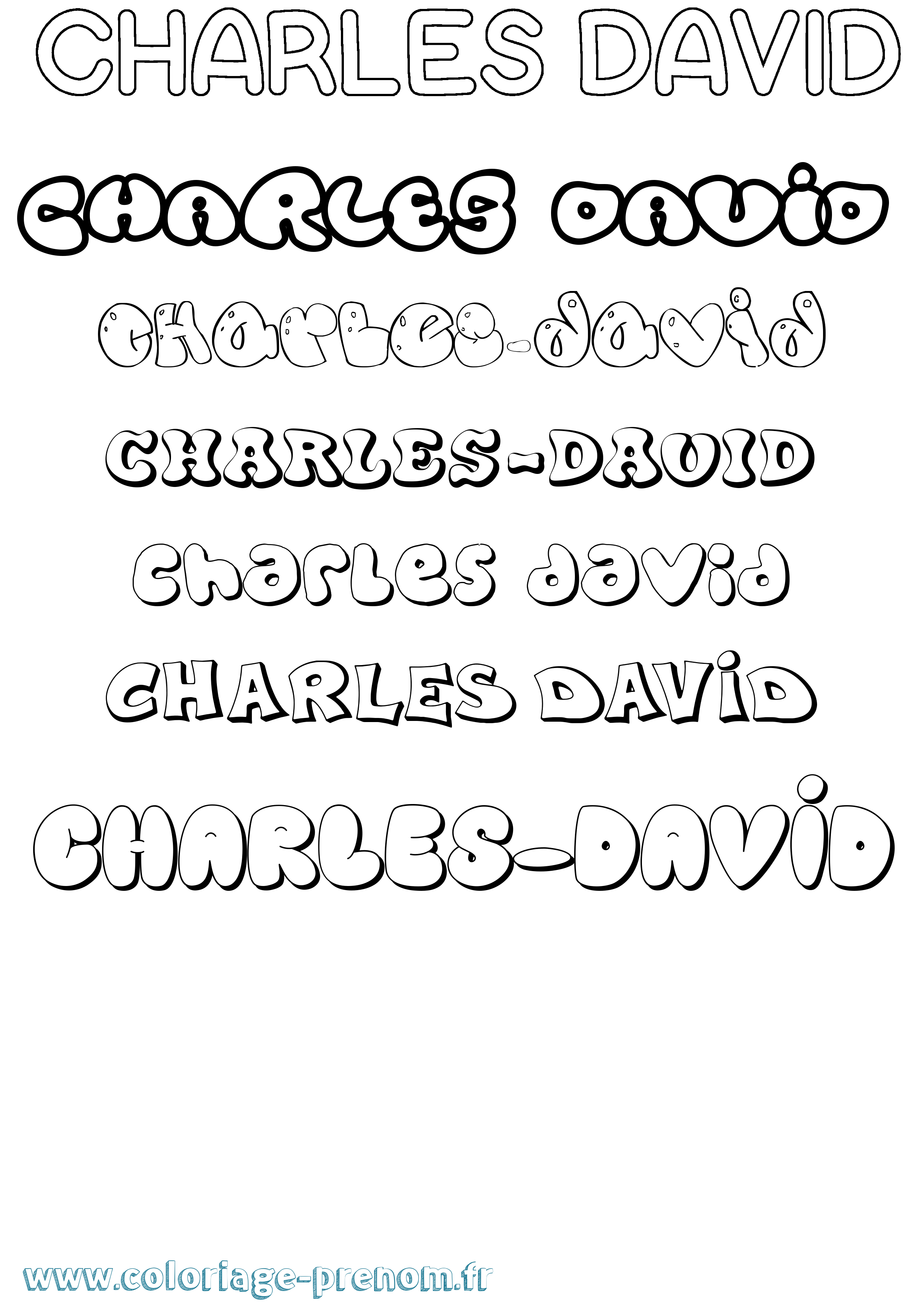 Coloriage prénom Charles-David Bubble