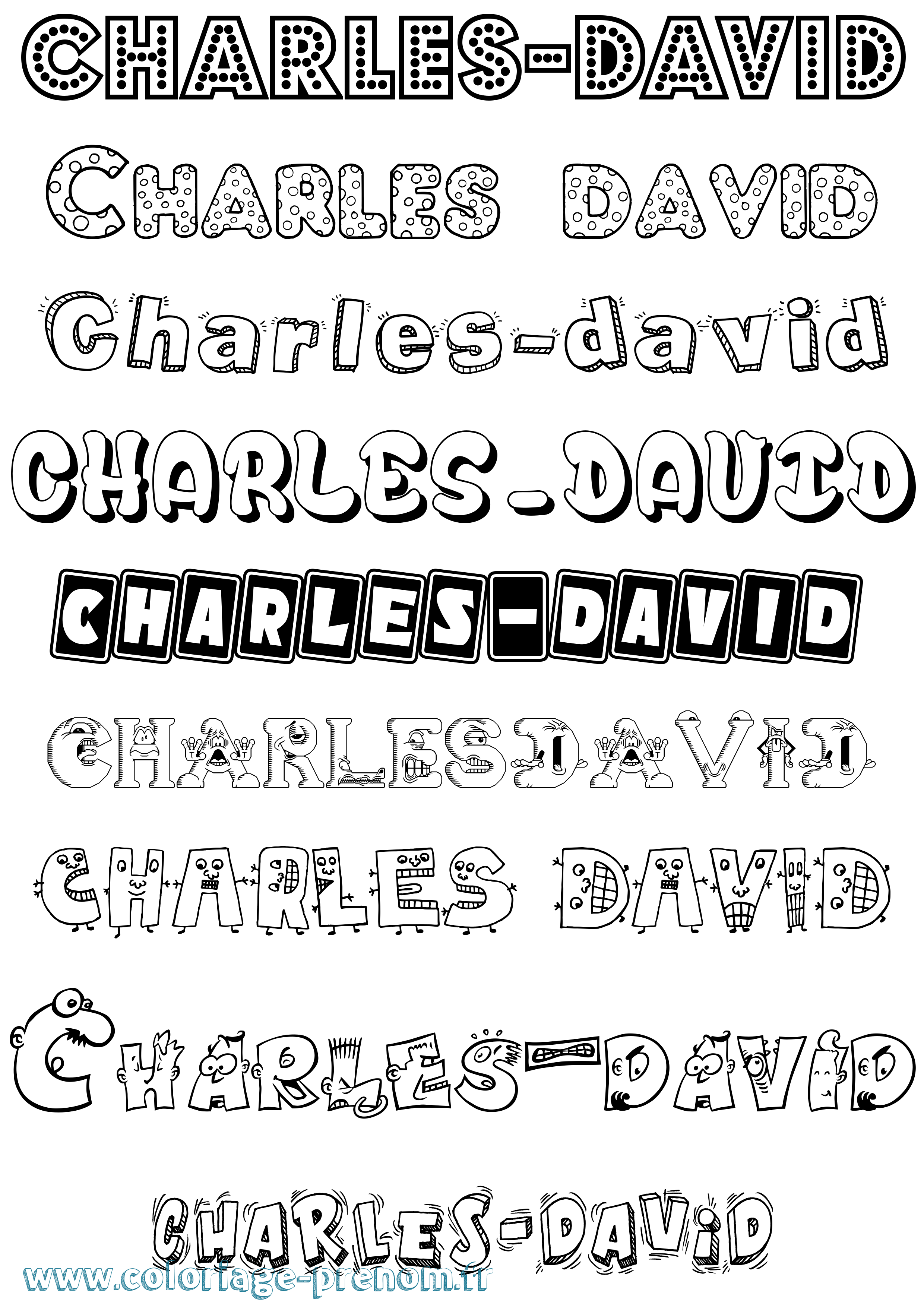 Coloriage prénom Charles-David Fun