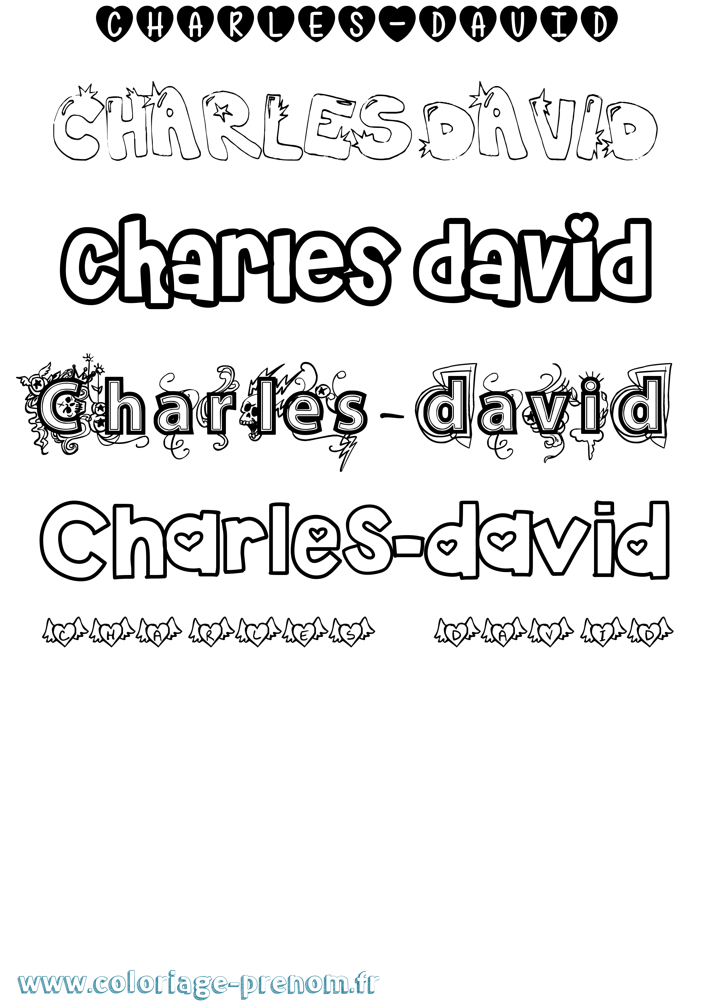 Coloriage prénom Charles-David Girly