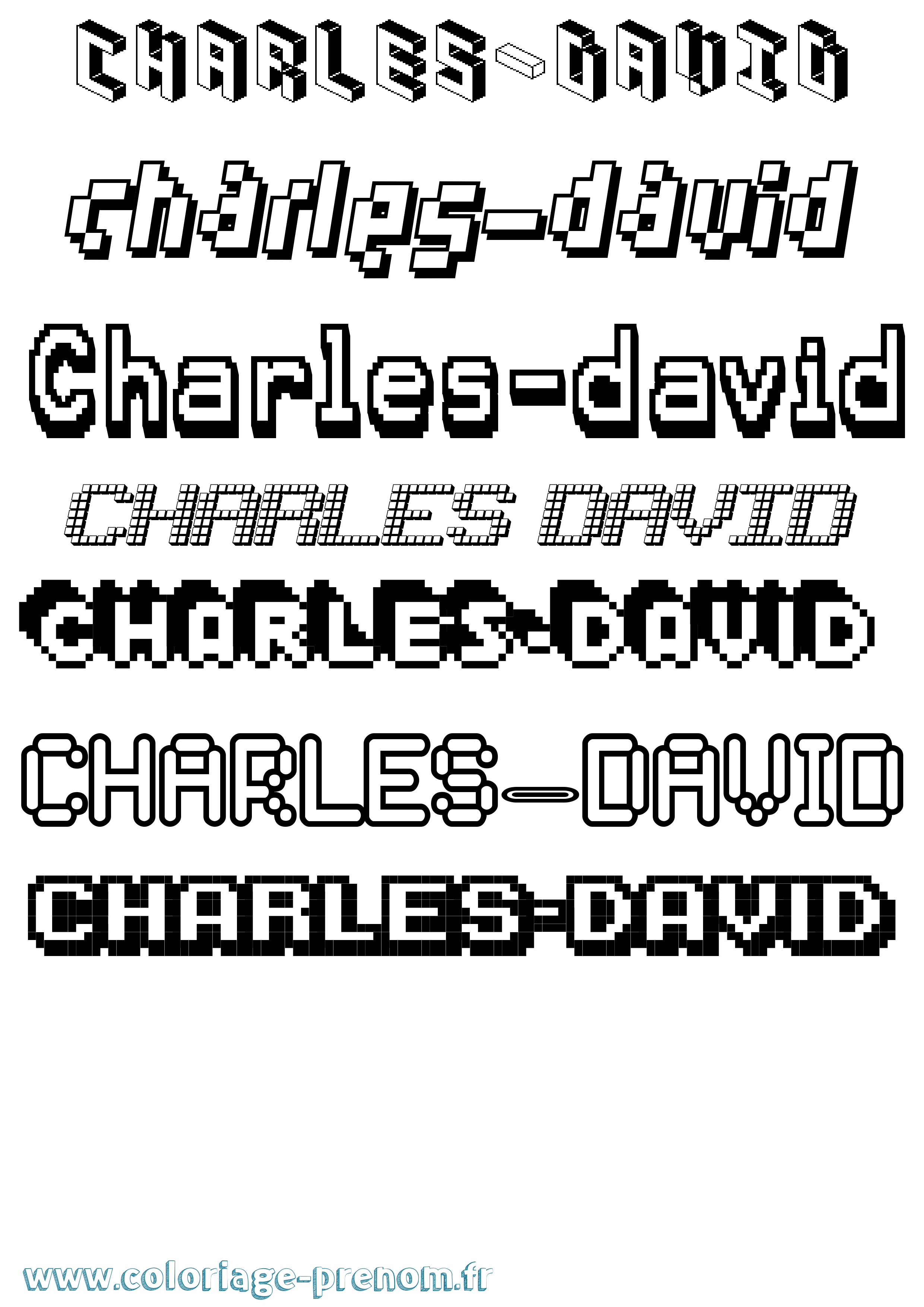 Coloriage prénom Charles-David Pixel