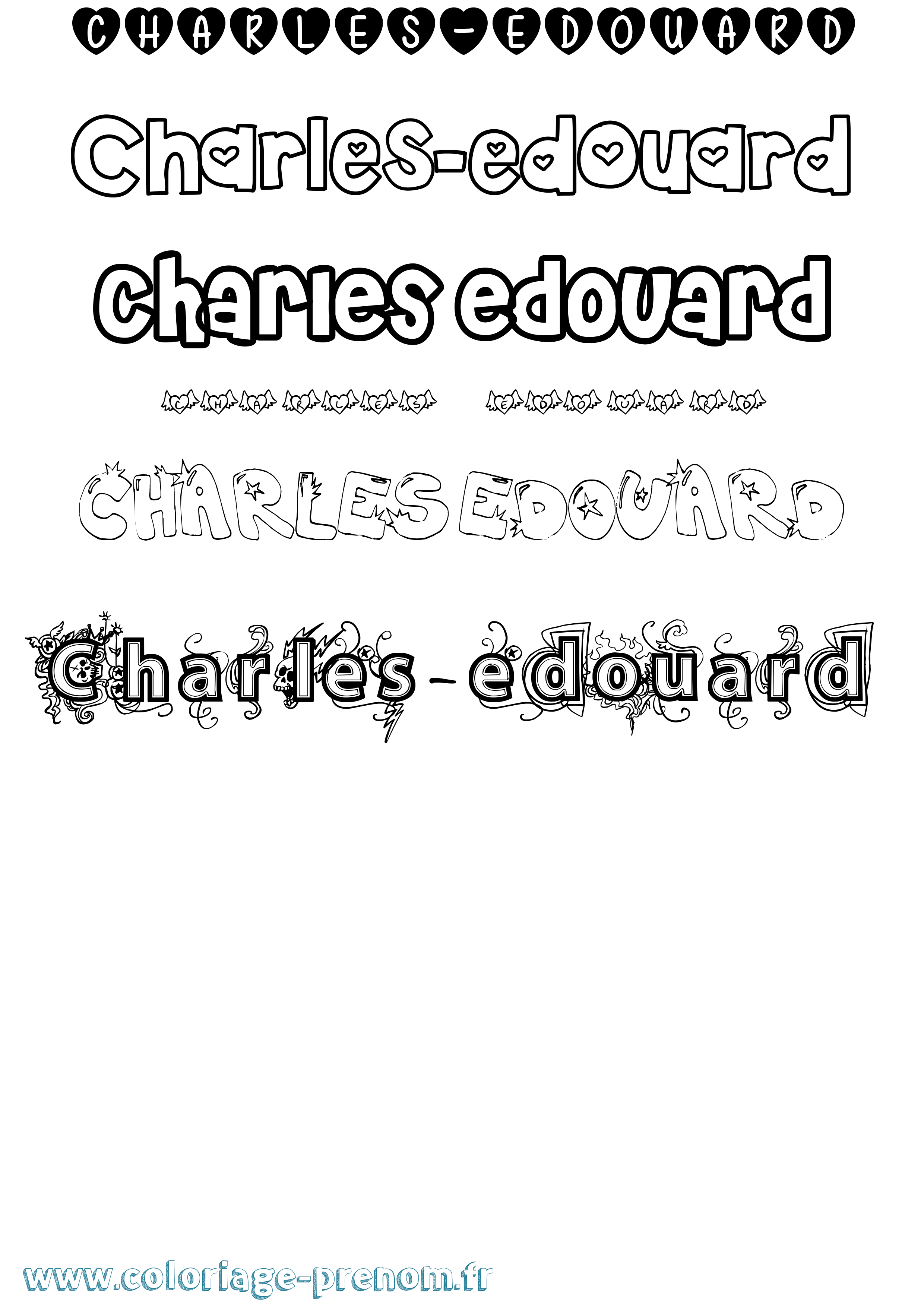 Coloriage prénom Charles-Edouard Girly