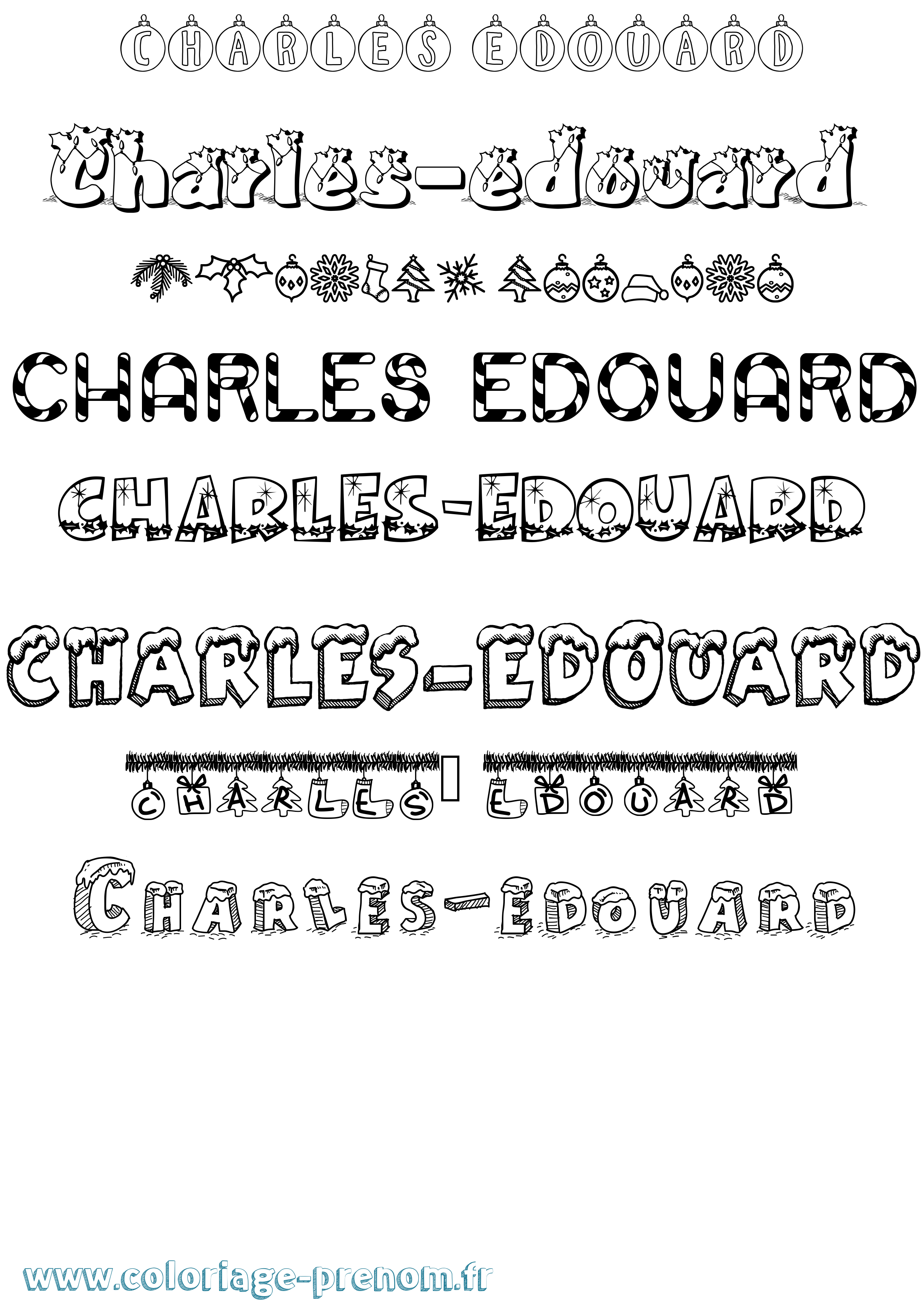 Coloriage prénom Charles-Edouard Noël