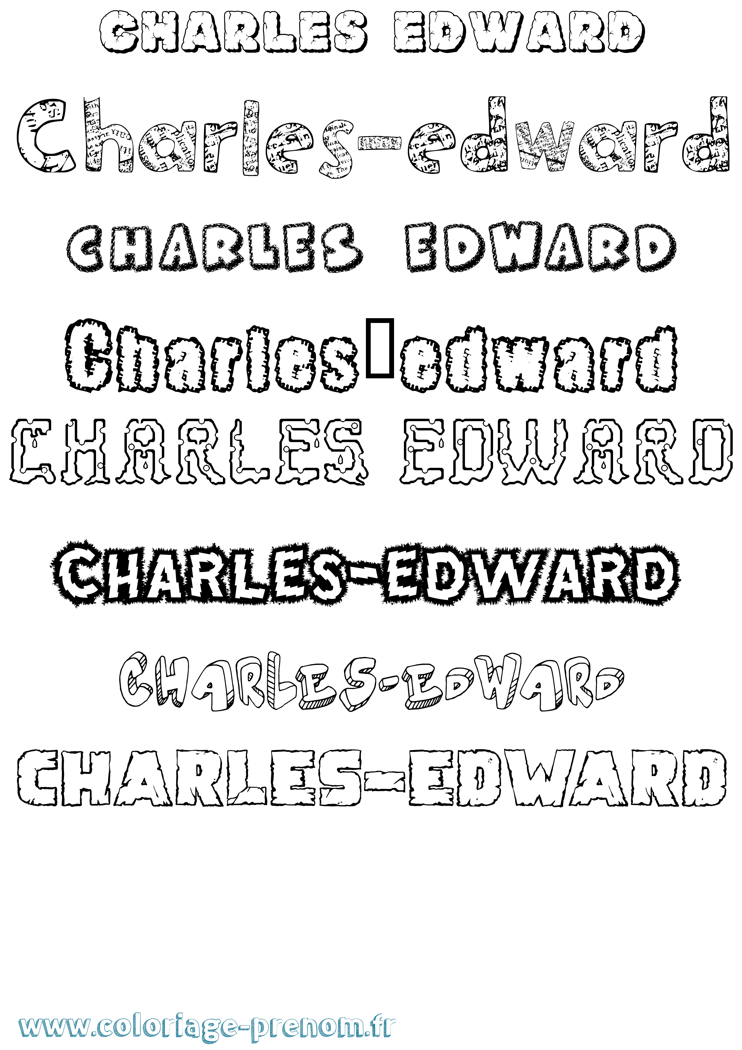 Coloriage Charles-Edward Destructuré Coloriage prénom Charles-Edward Destructuré