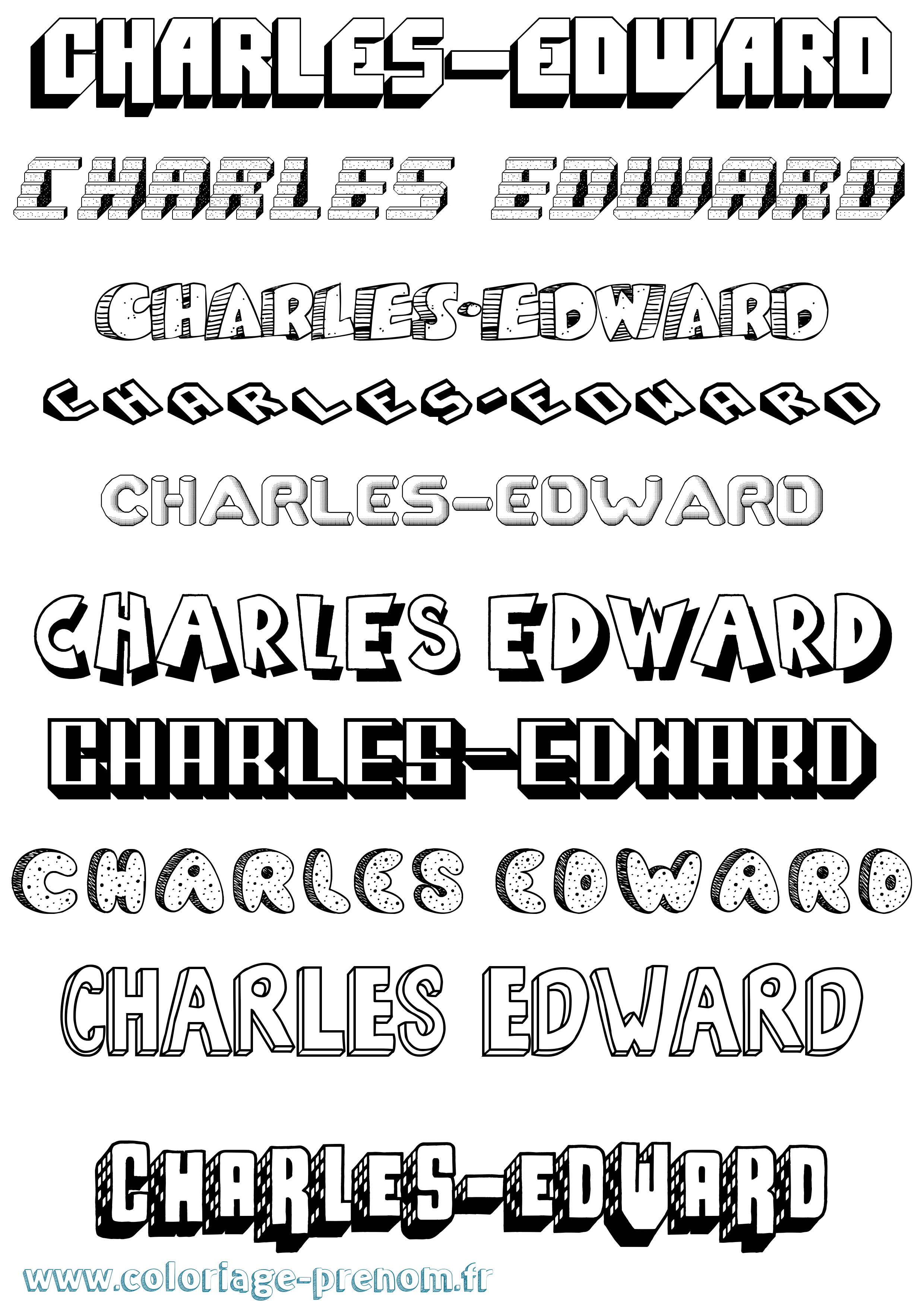 Coloriage Charles-Edward Effet 3D Coloriage prénom Charles-Edward Effet 3D